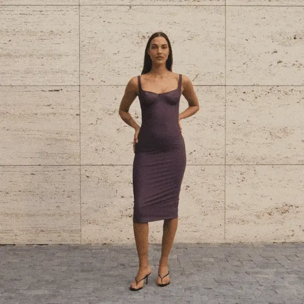 SKIMS BODY MIDI DRESS | RAISIN - Image 6