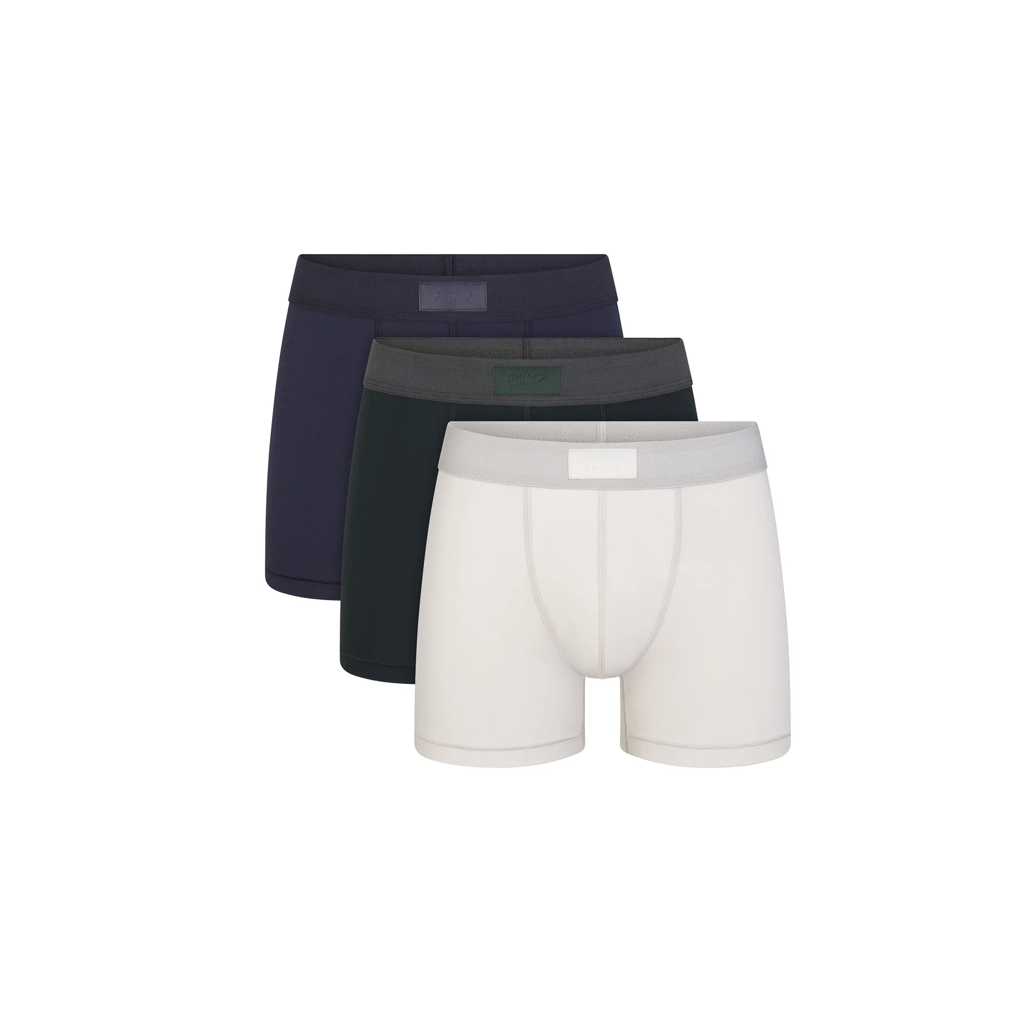 SKIMS COTTON MENS 3" BOXER BRIEF 3-PACK | BLUE BLACK MULTI
