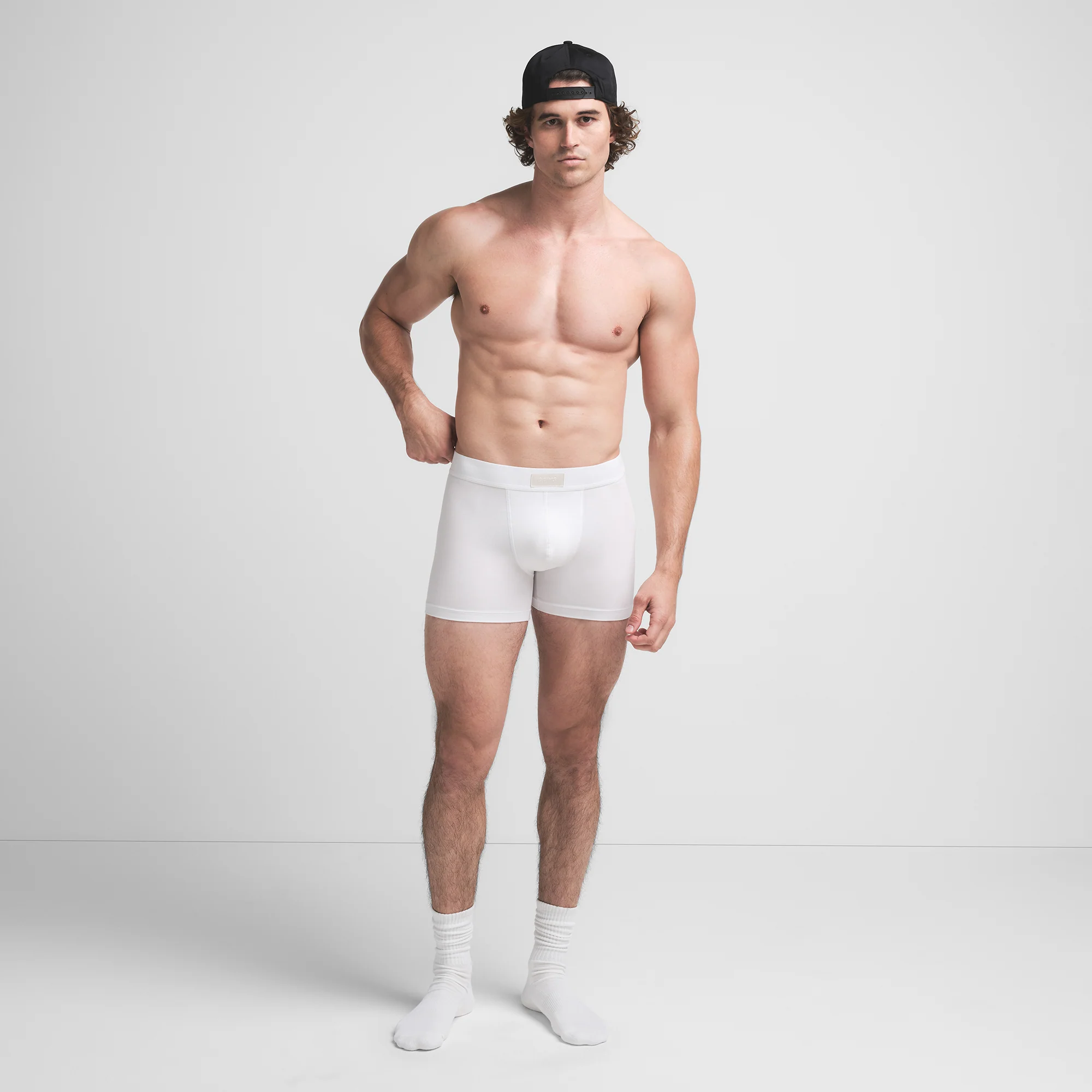 SKIMS COTTON MENS 3" BOXER BRIEF | CHALK - Image 2