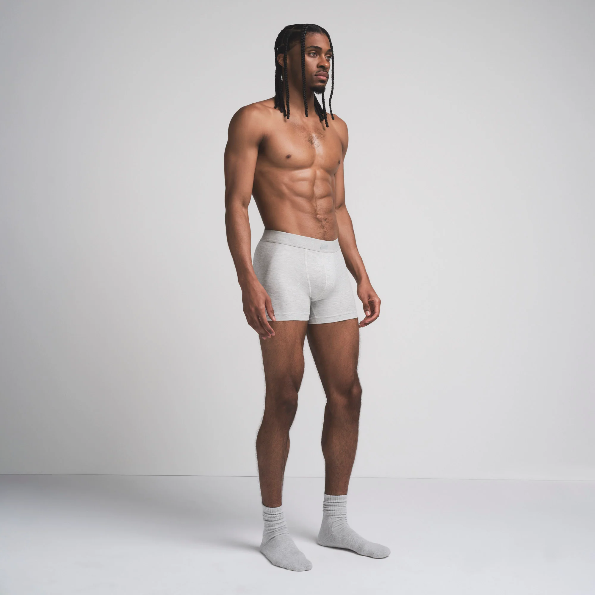 SKIMS COTTON MENS 3" BOXER BRIEF | LIGHT HEATHER GREY - Image 4