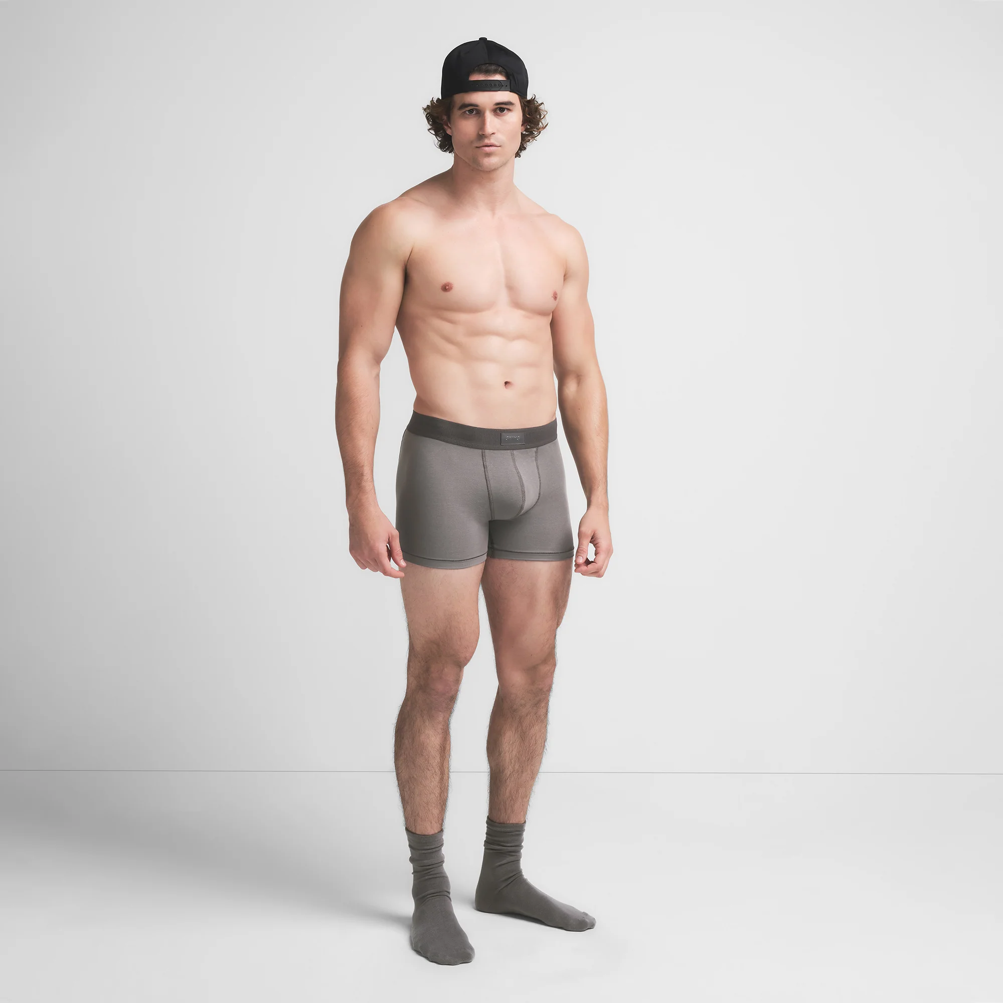 SKIMS COTTON MENS 3" BOXER BRIEF | WASHED GUNMETAL - Image 4