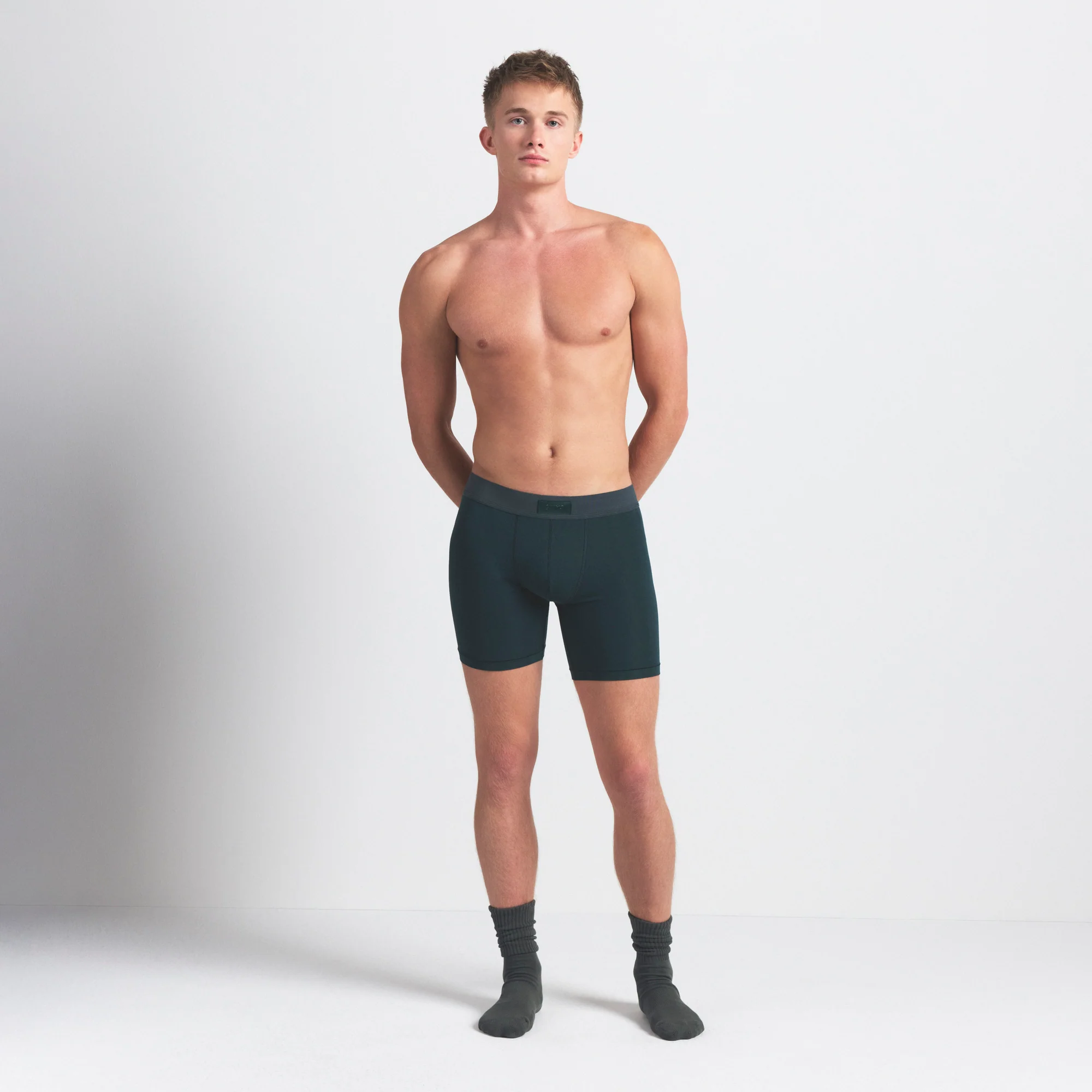 SKIMS COTTON MENS 5" BOXER BRIEF 3-PACK | BLUE BLACK MULTI - Image 2