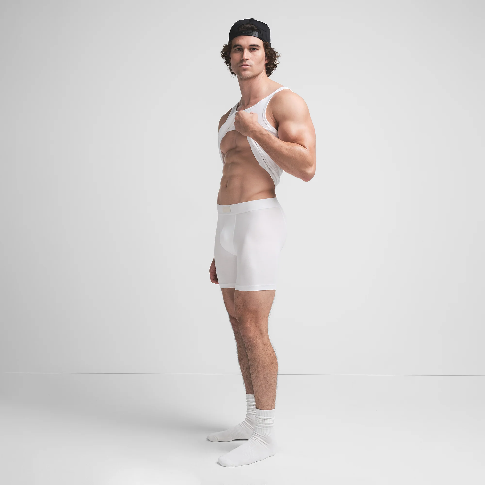 SKIMS COTTON MENS 5" BOXER BRIEF | CHALK - Image 3