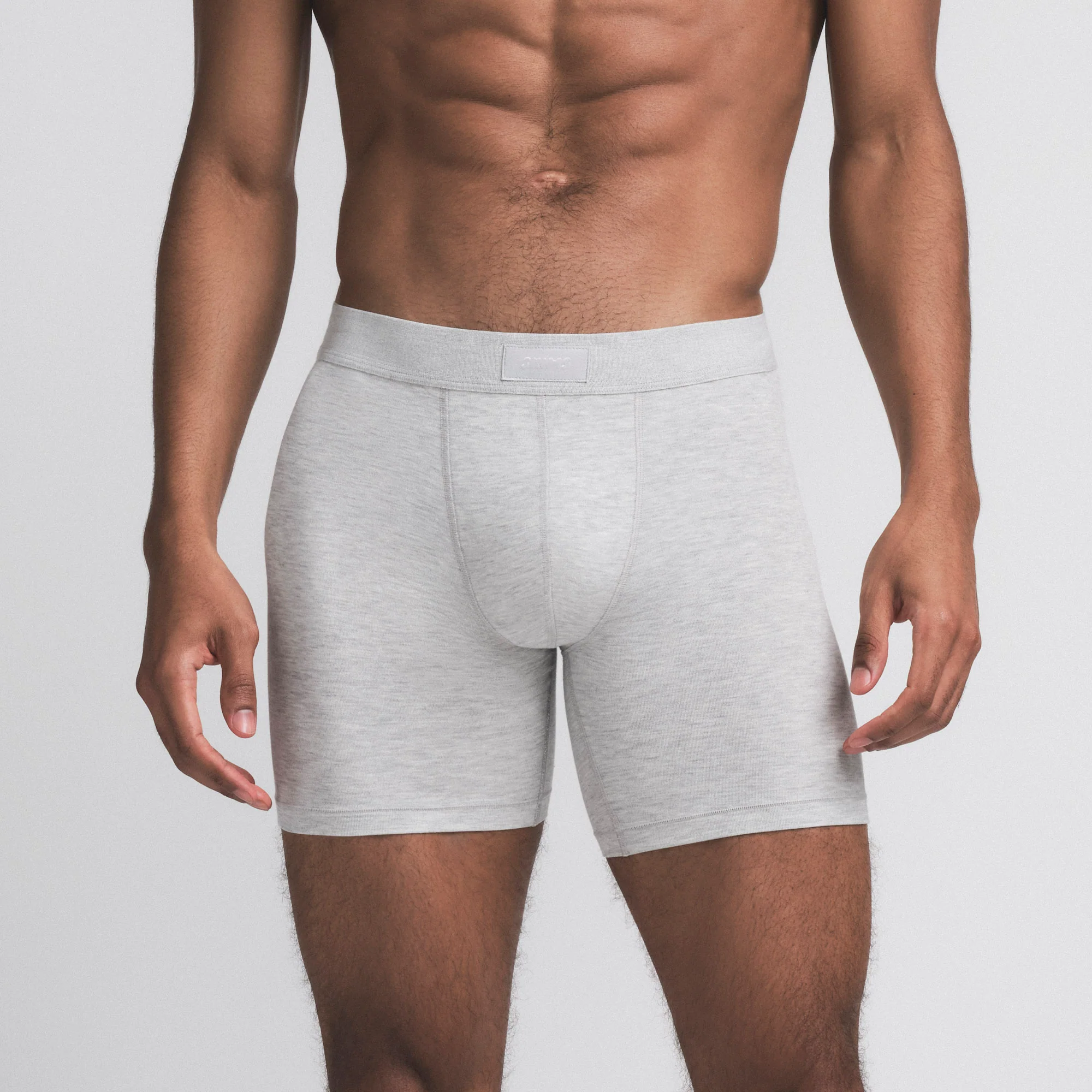 SKIMS COTTON MENS 5" BOXER BRIEF | LIGHT HEATHER GREY - Image 3