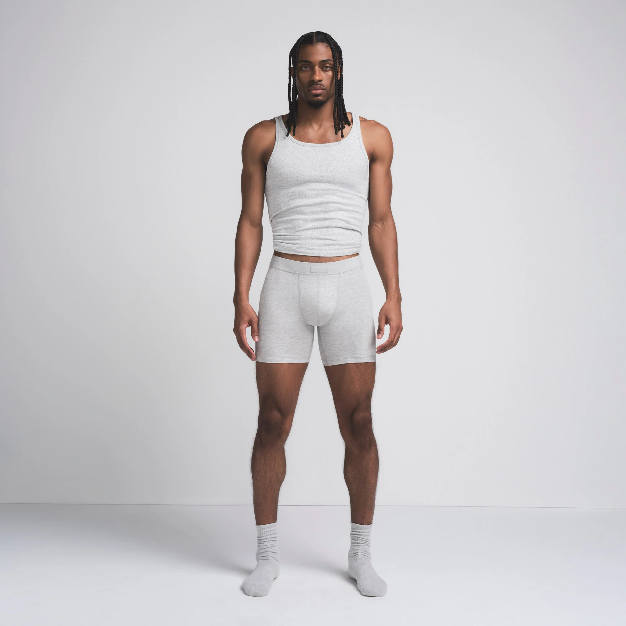 SKIMS COTTON MENS 5" BOXER BRIEF | LIGHT HEATHER GREY - Image 5