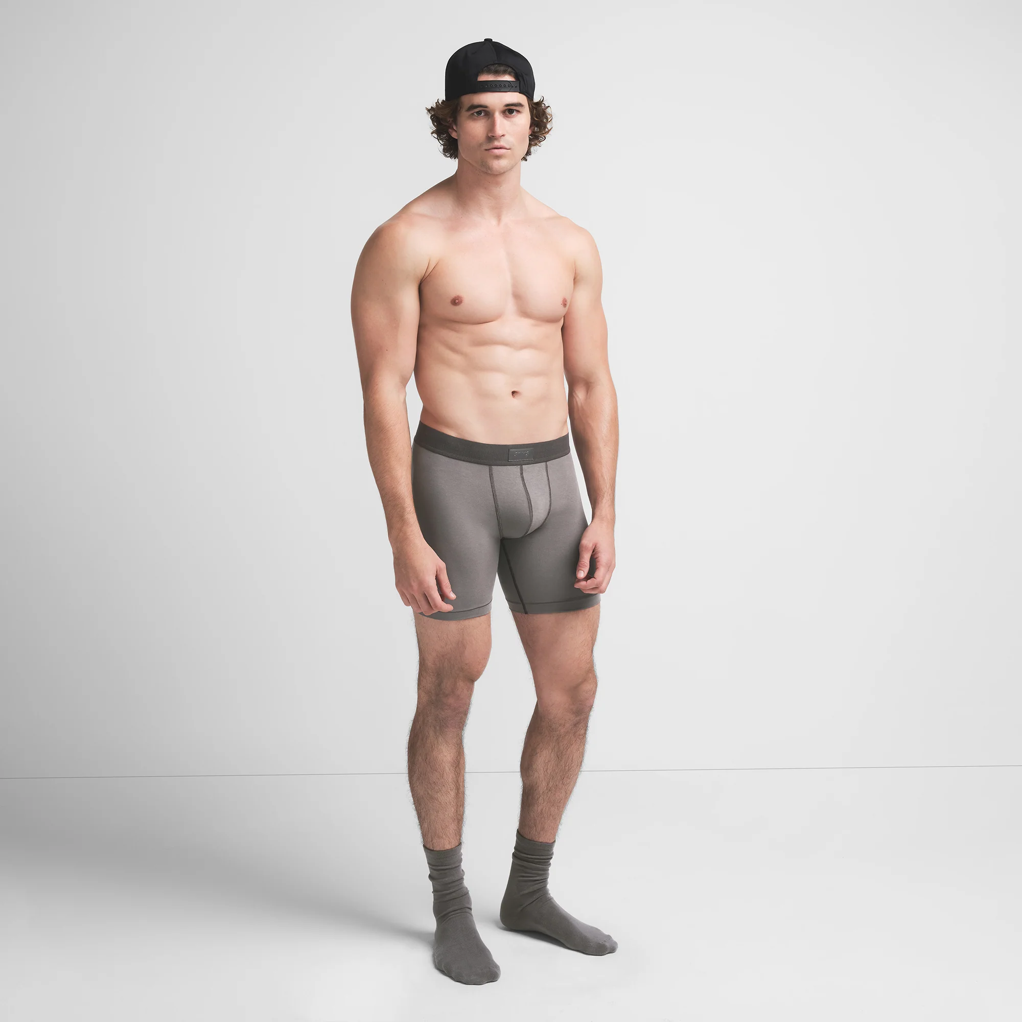 SKIMS COTTON MENS 5" BOXER BRIEF | WASHED GUNMETAL - Image 4