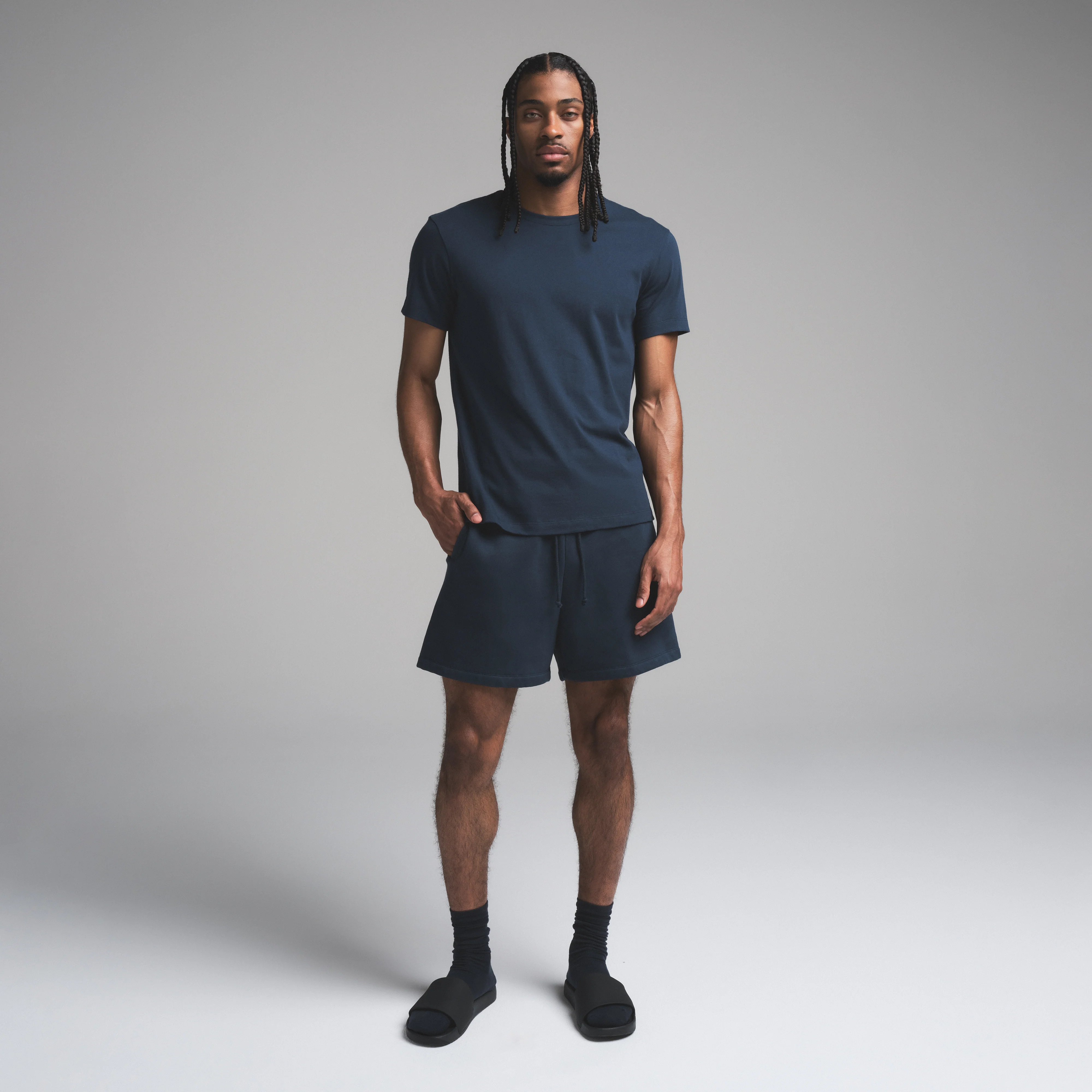 SKIMS COTTON MENS CLASSIC T-SHIRT | NAVY - Image 4