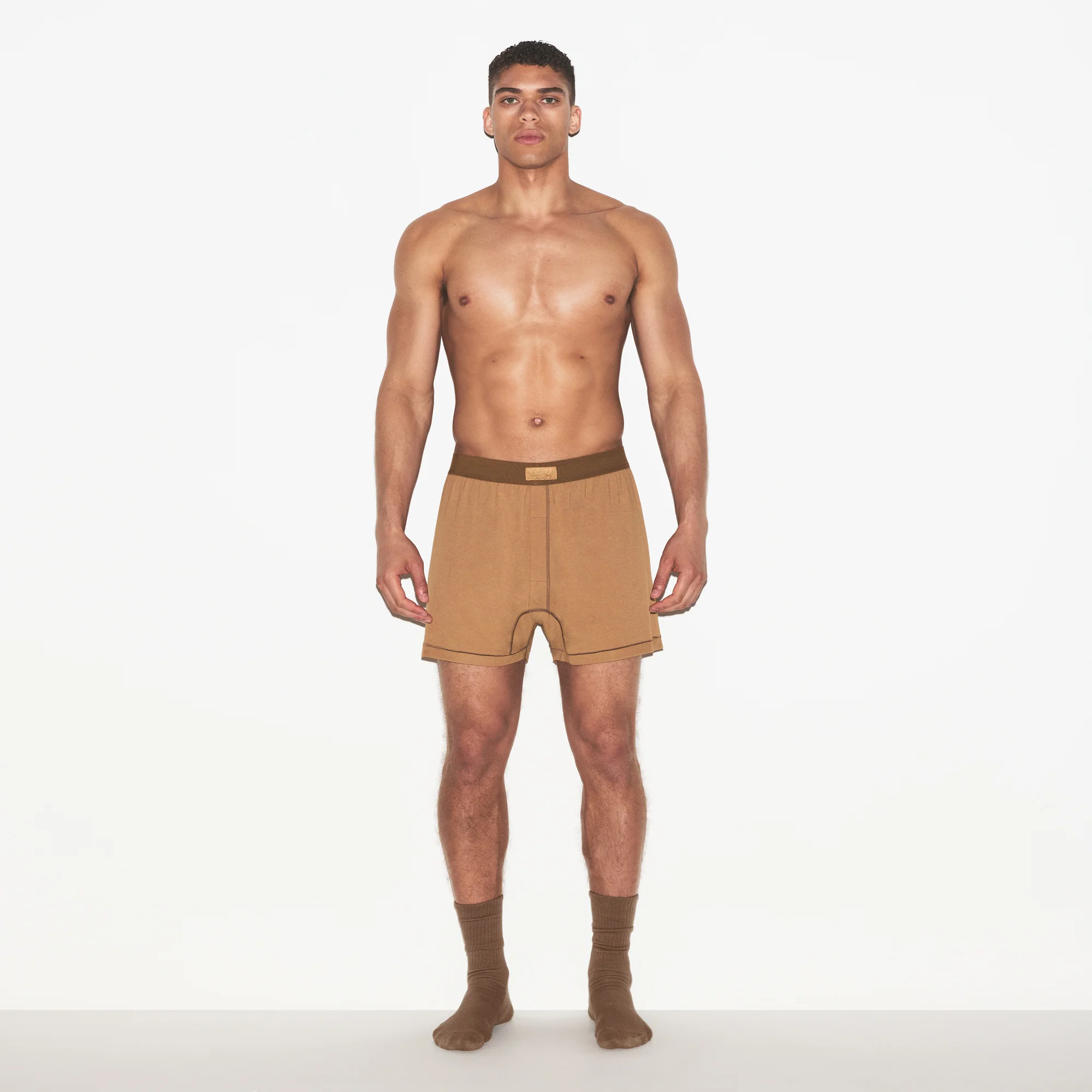 SKIMS COTTON MENS KNIT BOXER | RUSSET - Image 2