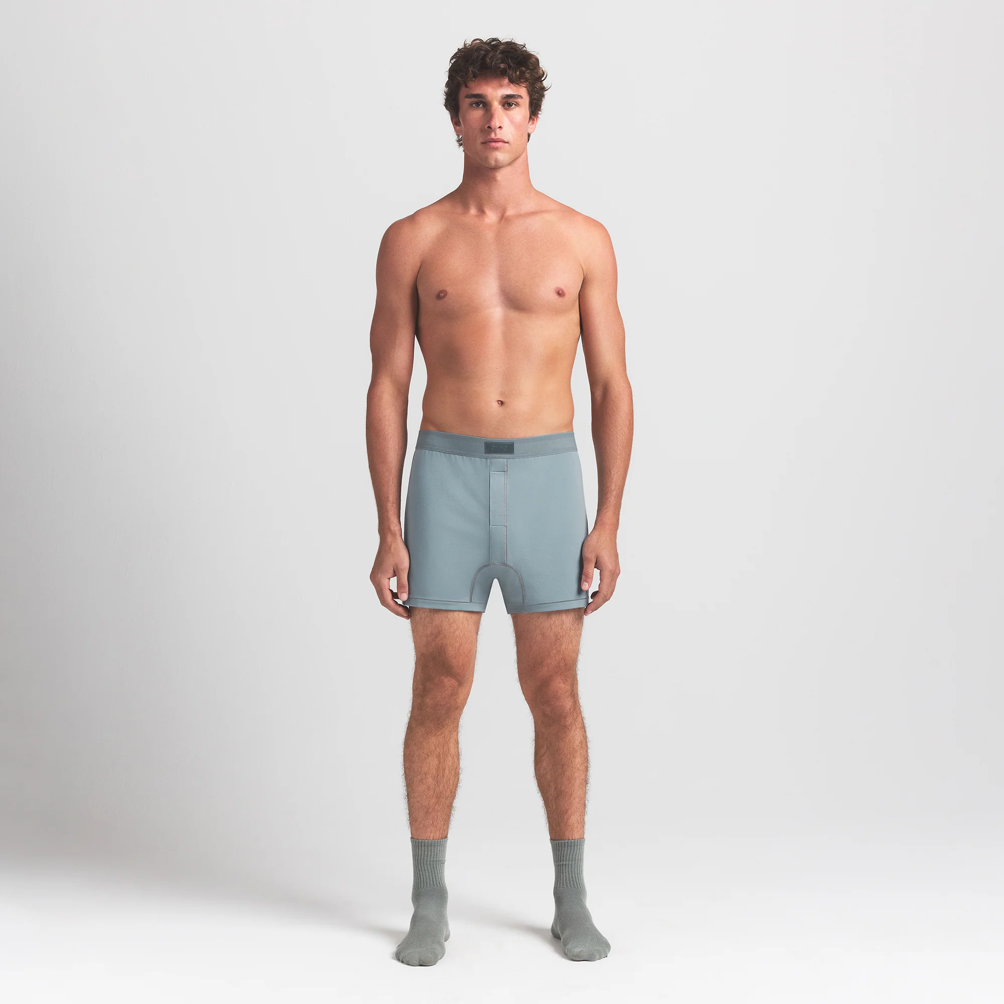 SKIMS COTTON MENS KNIT BOXER | SKY - Image 2