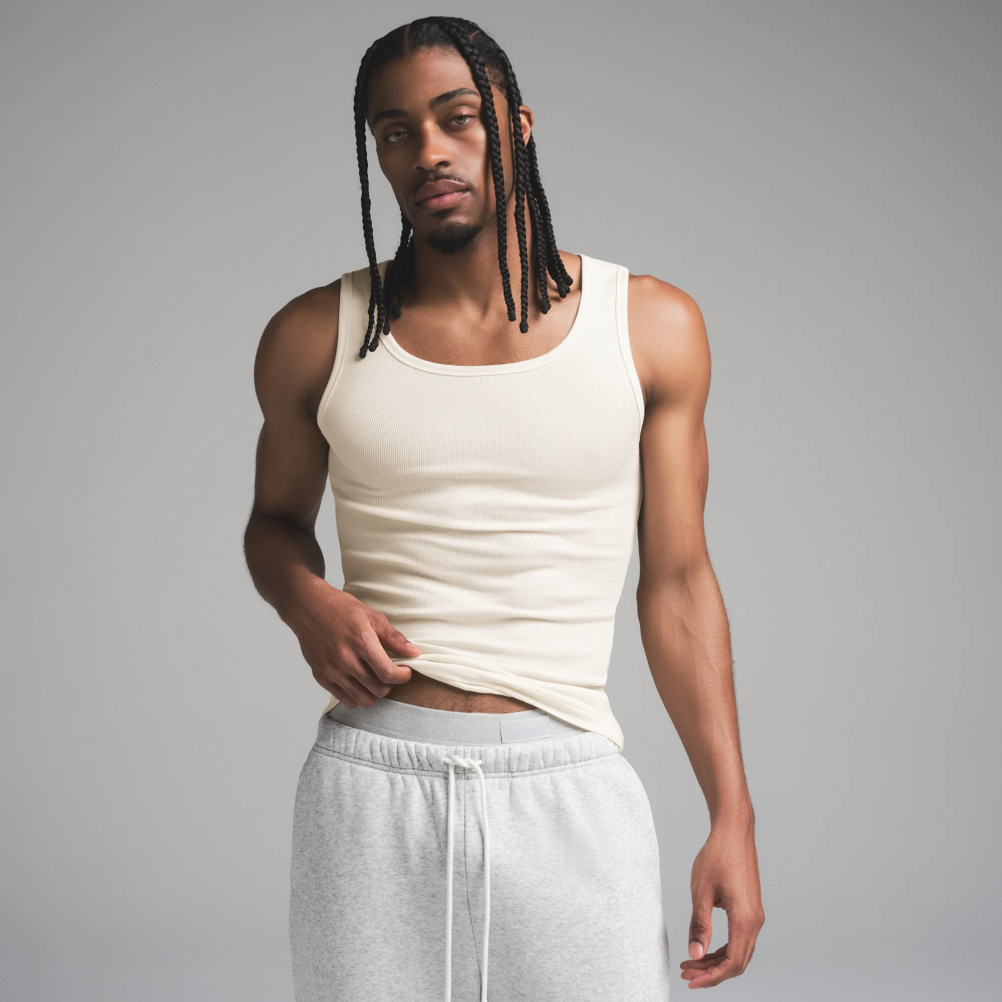SKIMS COTTON MENS RIB TANK 3-PACK | ECRU MULTI - Image 4