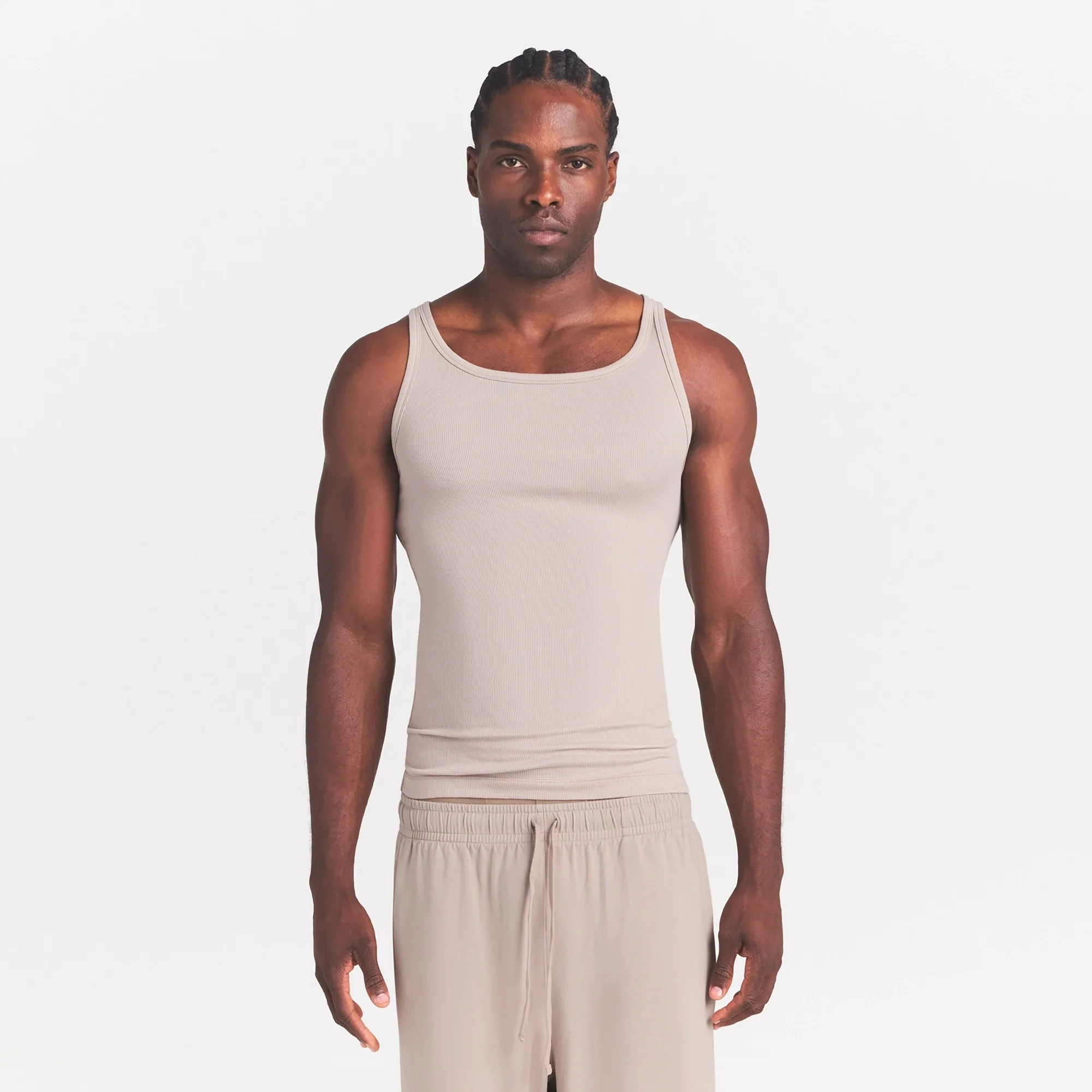 SKIMS COTTON MENS RIB TANK 3-PACK | LINEN ECRU MULTI - Image 2