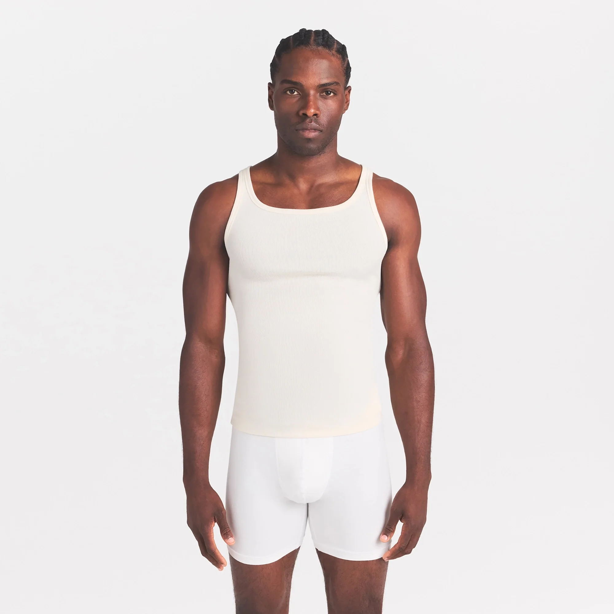 SKIMS COTTON MENS RIB TANK 3-PACK | LINEN ECRU MULTI - Image 5