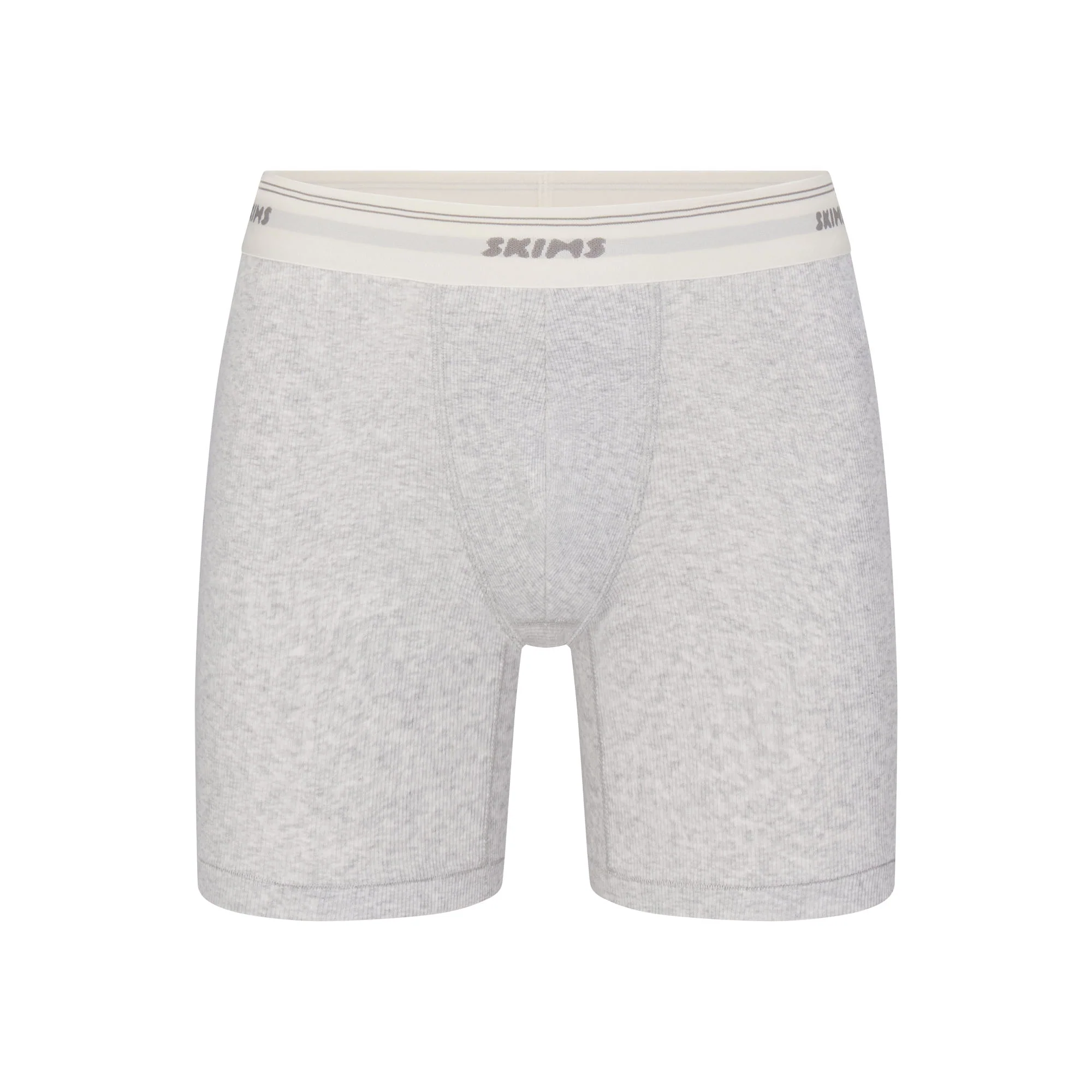 SKIMS COTTON RIB MENS 5" BOXER BRIEF | LIGHT HEATHER GREY