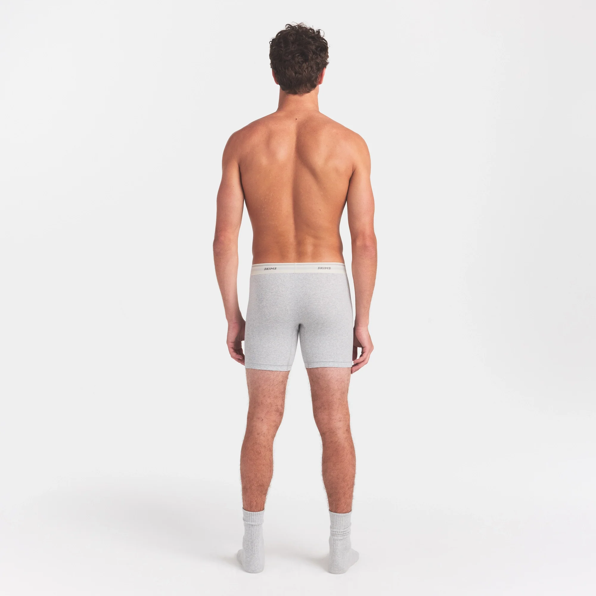 SKIMS COTTON RIB MENS 5" BOXER BRIEF | LIGHT HEATHER GREY - Image 3