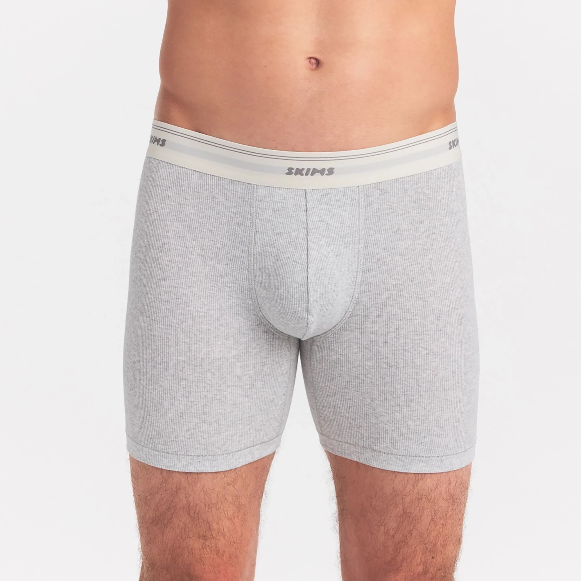 SKIMS COTTON RIB MENS 5" BOXER BRIEF | LIGHT HEATHER GREY - Image 4
