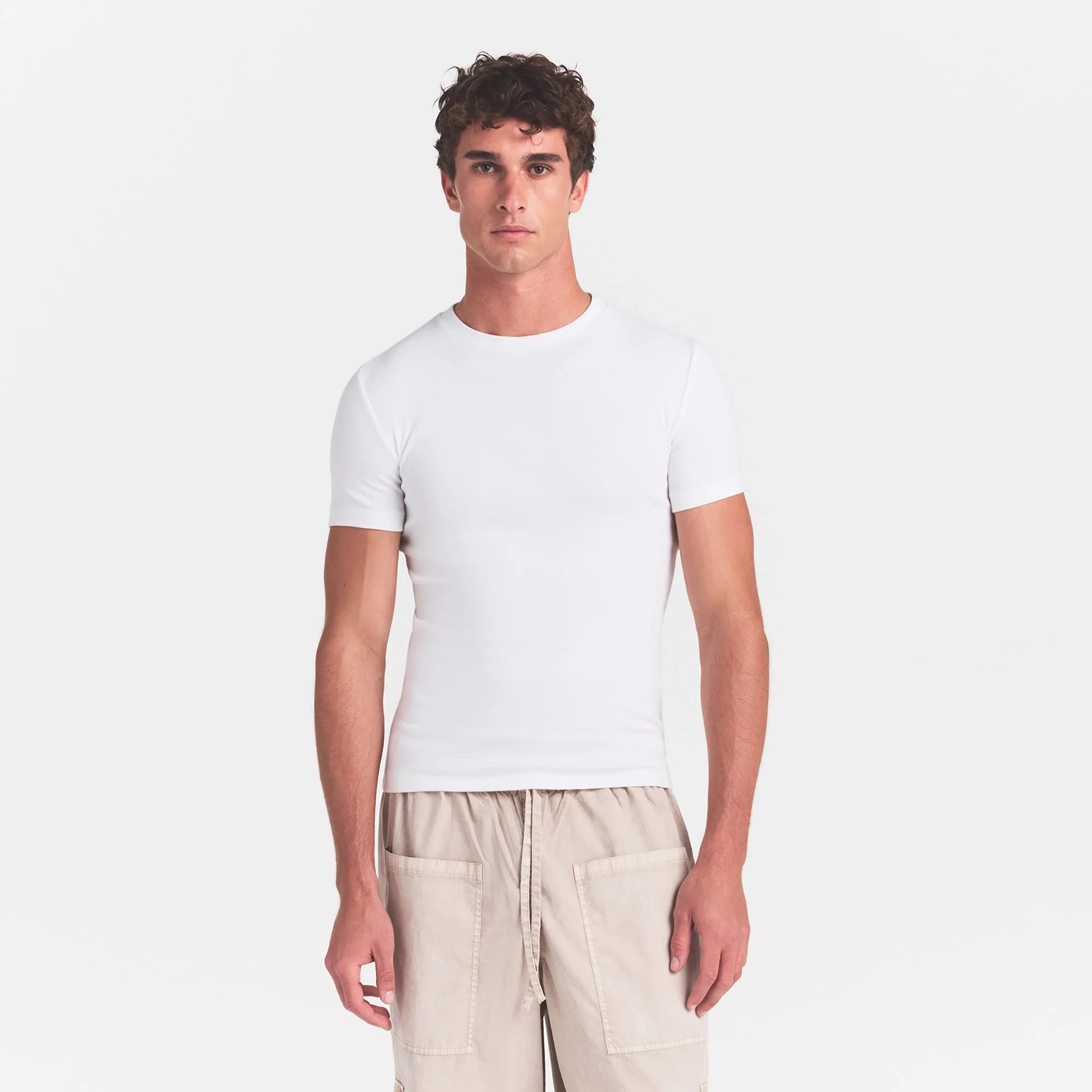 SKIMS COTTON RIB MENS T-SHIRT | CHALK - Image 3