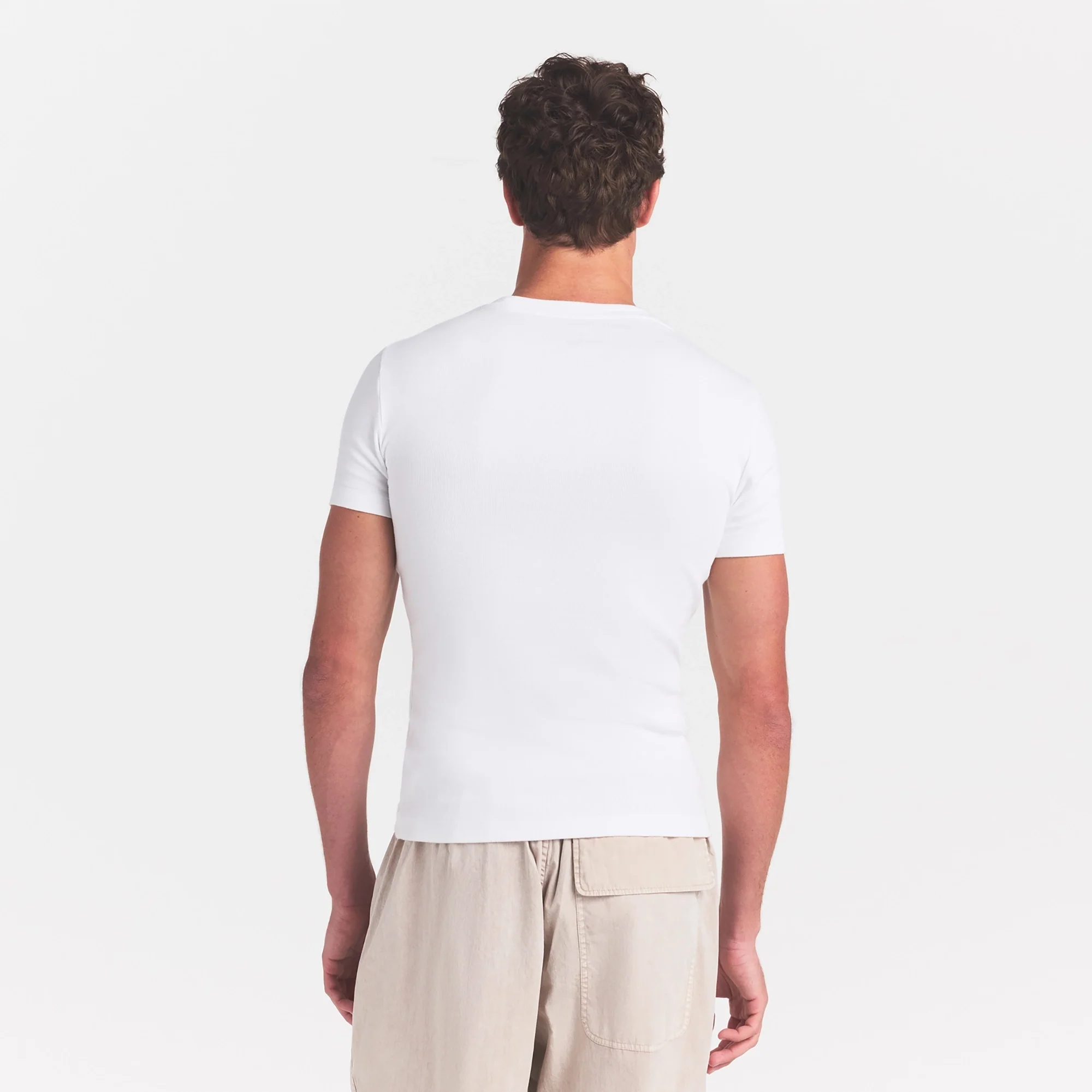 SKIMS COTTON RIB MENS T-SHIRT | CHALK - Image 4