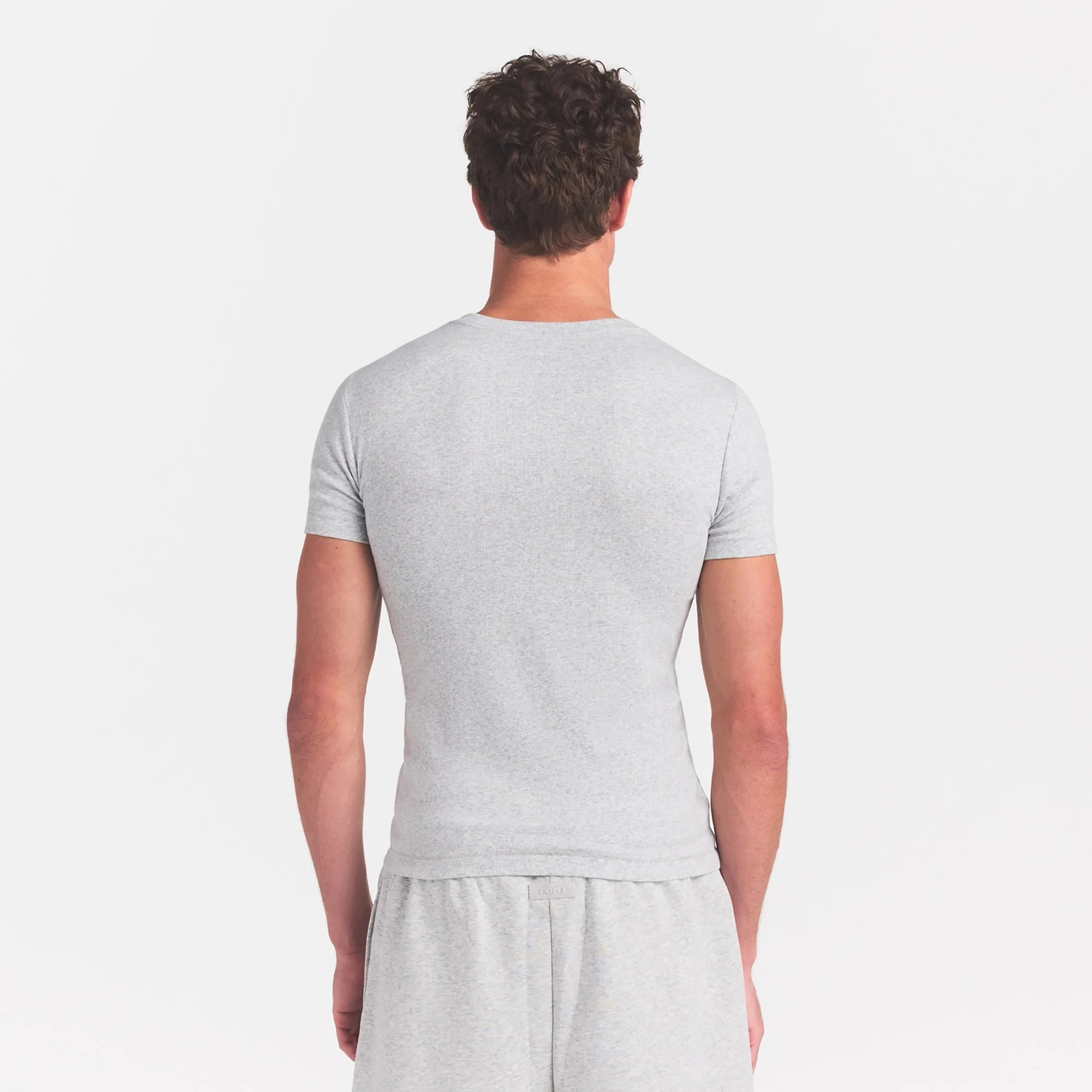 SKIMS COTTON RIB MENS T-SHIRT | LIGHT HEATHER GREY - Image 4