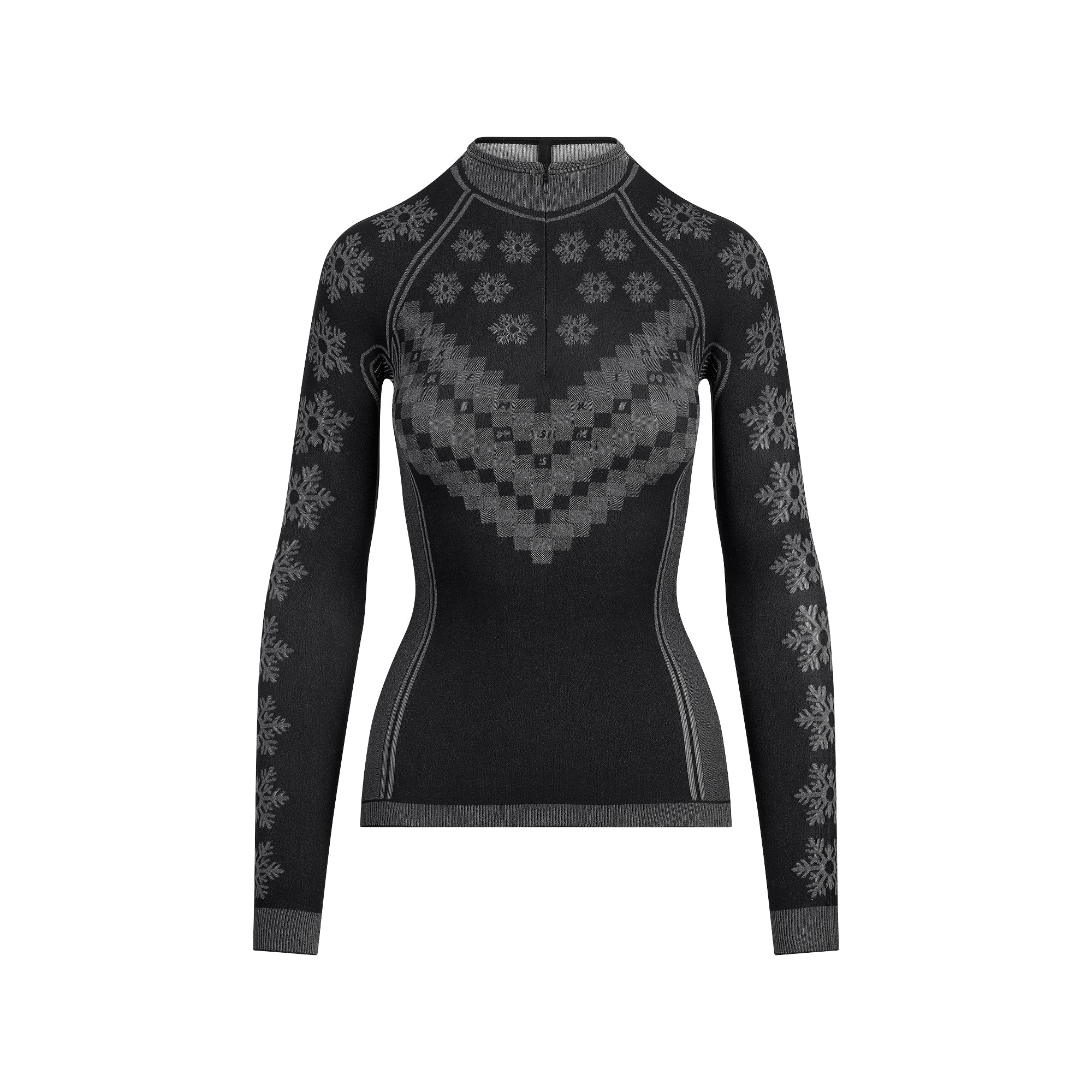 SKIMS FIRST LAYERS HALF ZIP LONG SLEEVE | OBSIDIAN WINTER FAIR ISLE