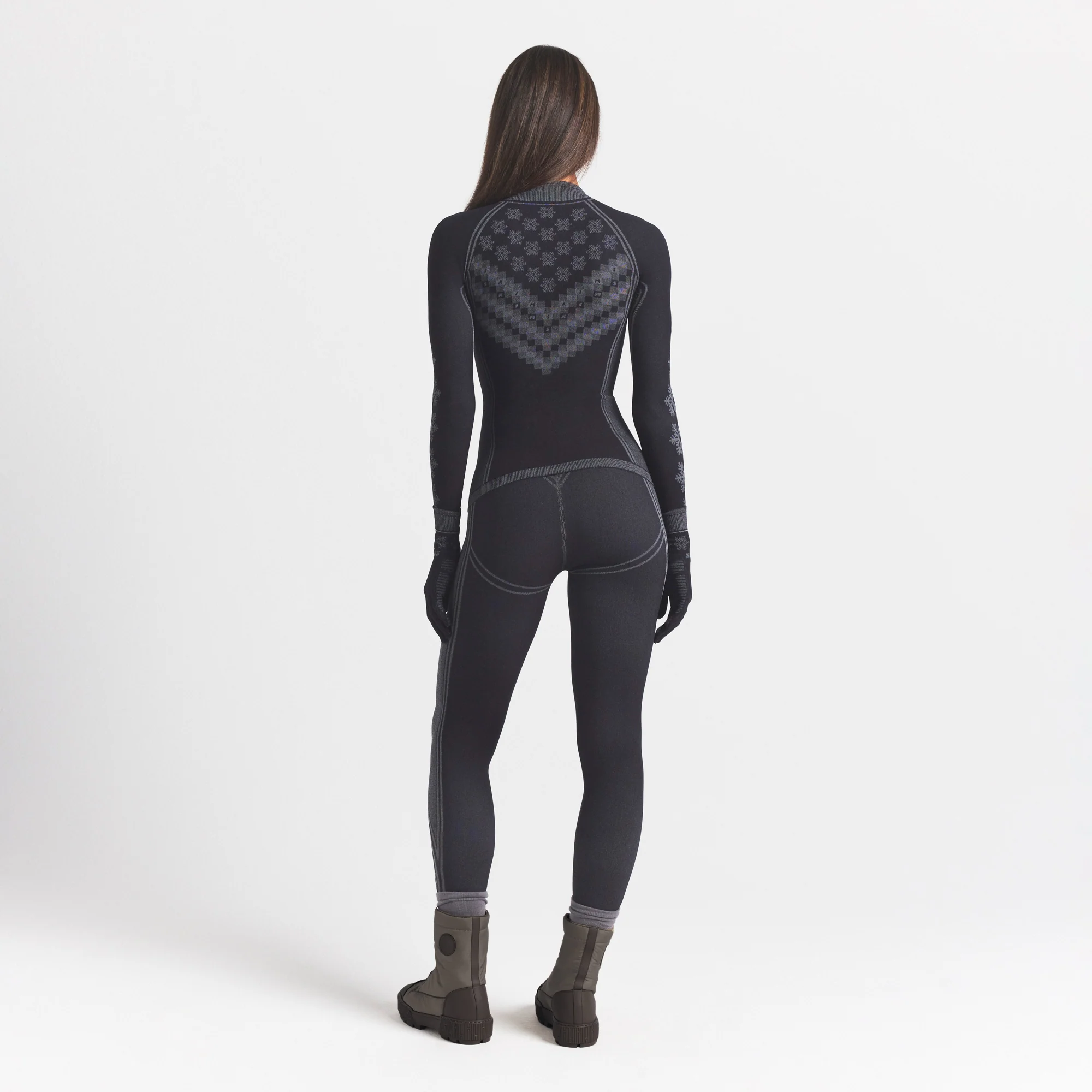 SKIMS FIRST LAYERS HALF ZIP LONG SLEEVE | OBSIDIAN WINTER FAIR ISLE - Image 5