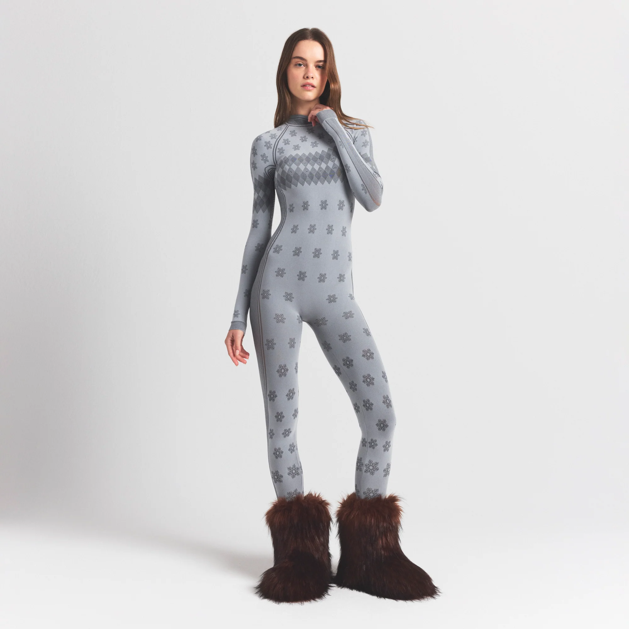 SKIMS FIRST LAYERS TURTLENECK CATSUIT | MIRROR WINTER FAIR ISLE - Image 2