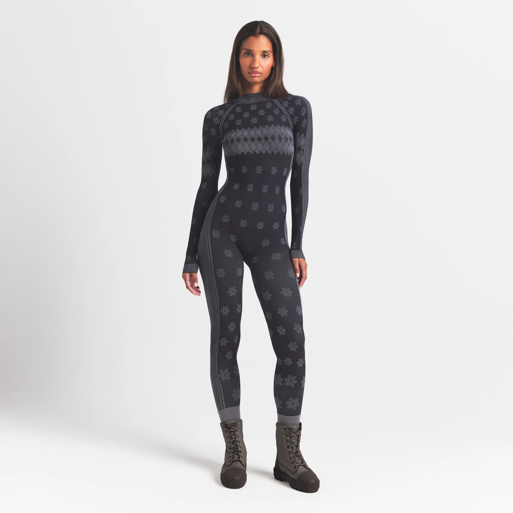 SKIMS FIRST LAYERS TURTLENECK CATSUIT | OBSIDIAN WINTER FAIR ISLE - Image 2