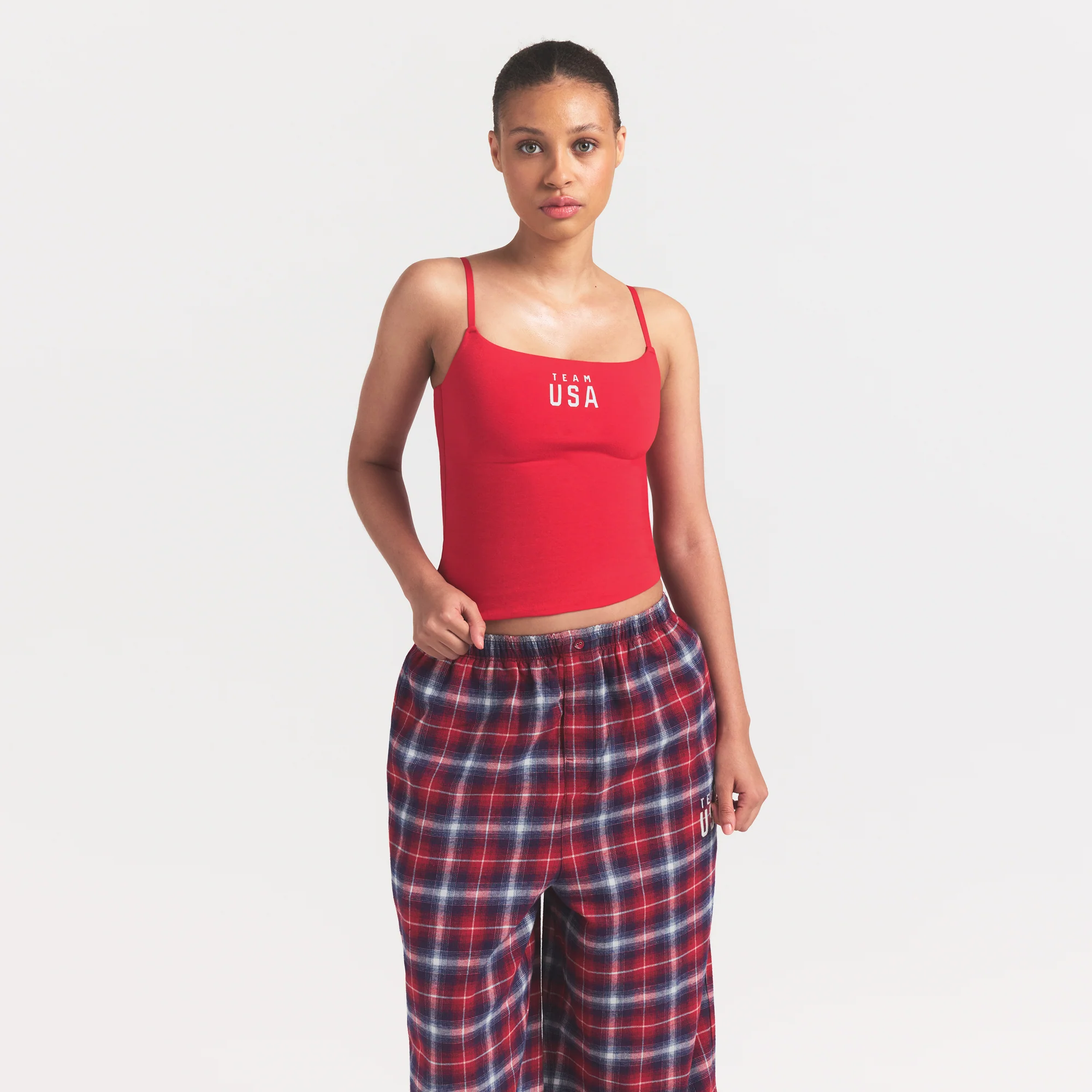 SKIMS FOR TEAM USA COTTON JERSEY PARALYMPIC CAMI | RED - Image 4