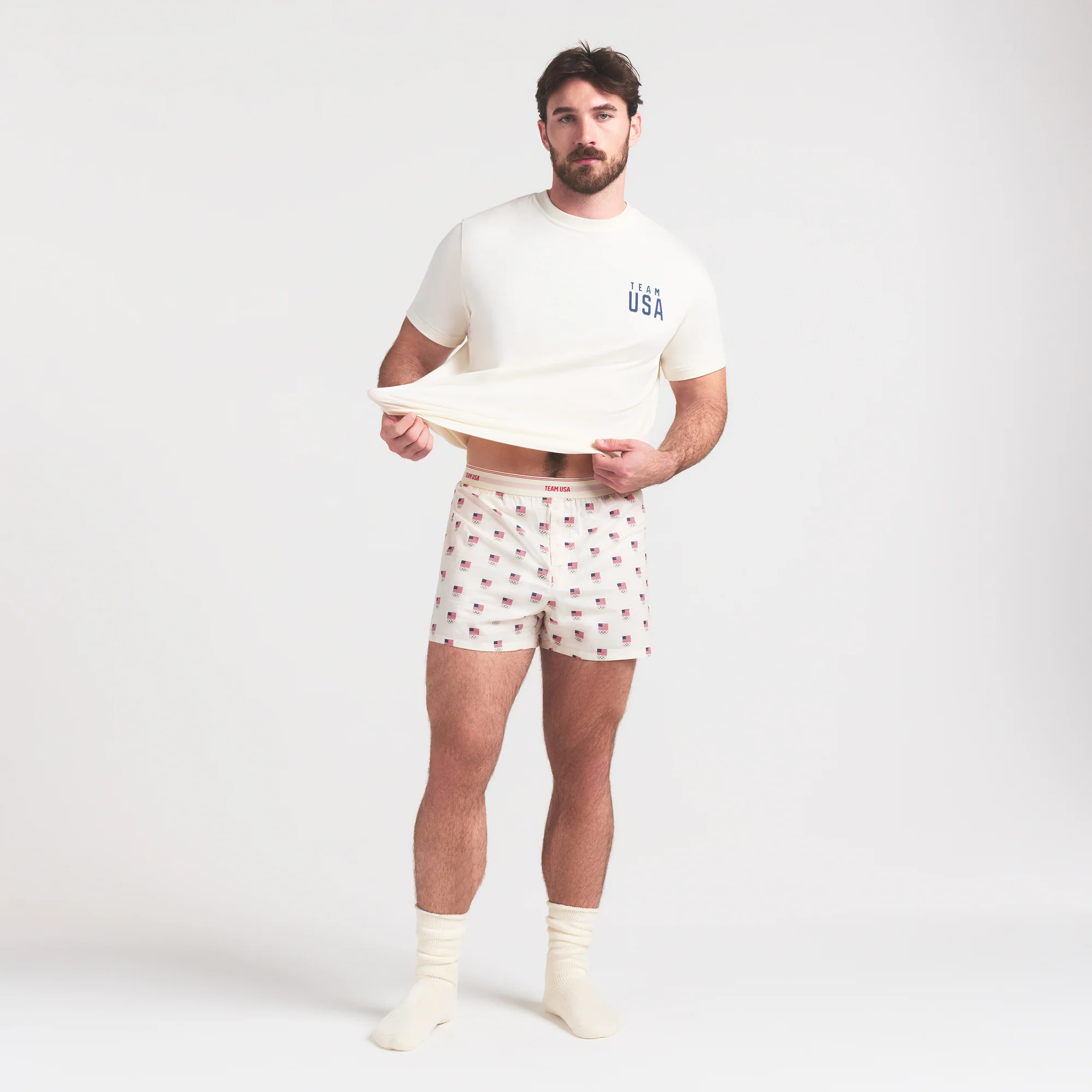 SKIMS FOR TEAM USA COTTON POPLIN MENS OLYMPIC BOXER | ECRU - Image 6