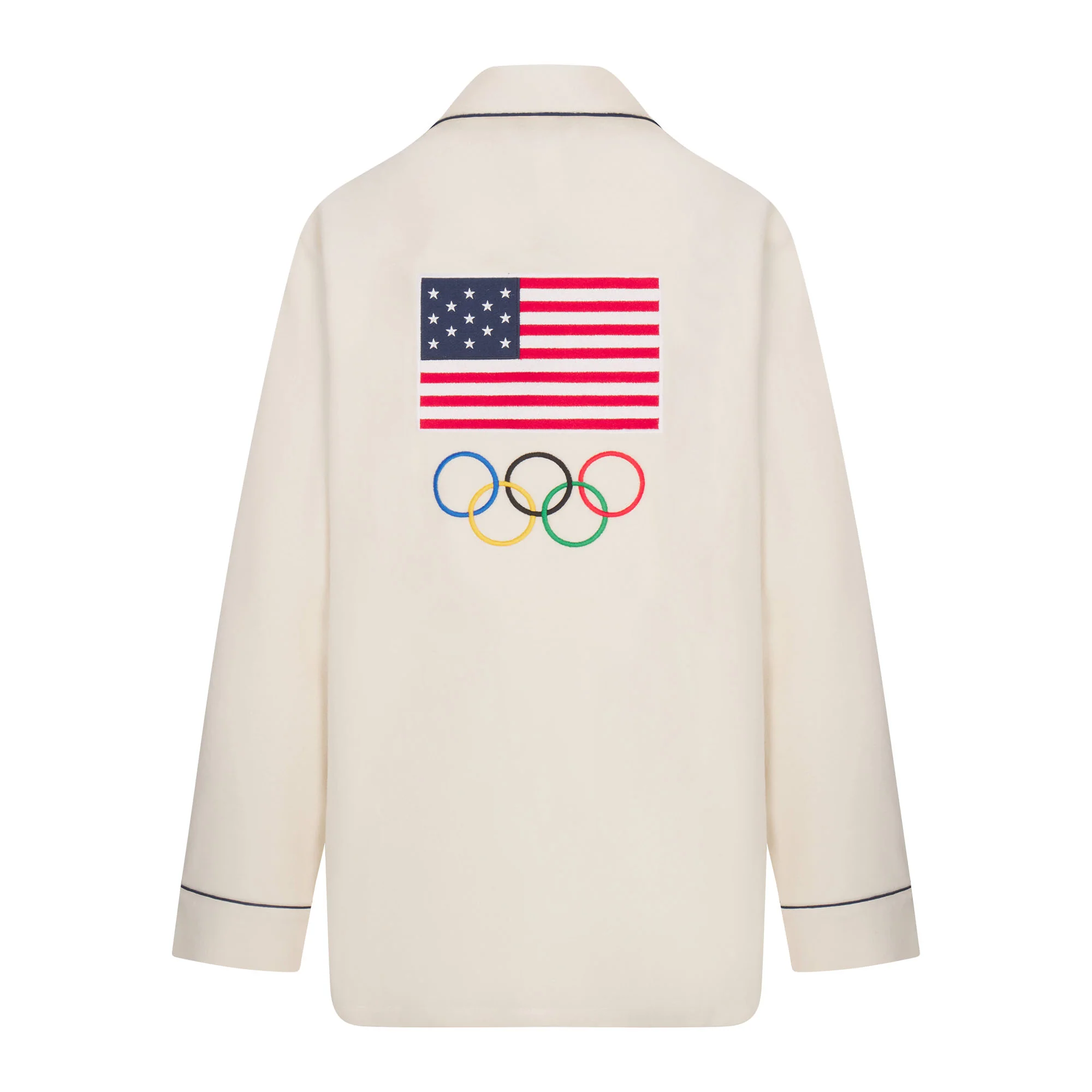 SKIMS FOR TEAM USA FLEECE UNISEX OLYMPIC OVERSIZED SLEEP TOP | ECRU - Image 12
