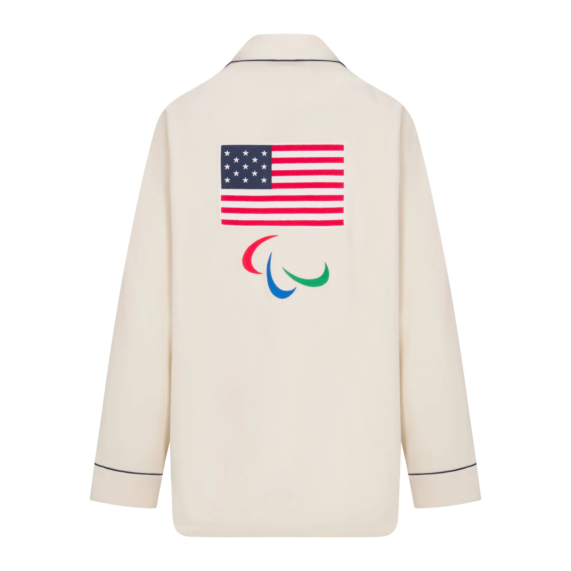 SKIMS FOR TEAM USA FLEECE UNISEX PARALYMPIC OVERSIZED SLEEP TOP | ECRU - Image 5