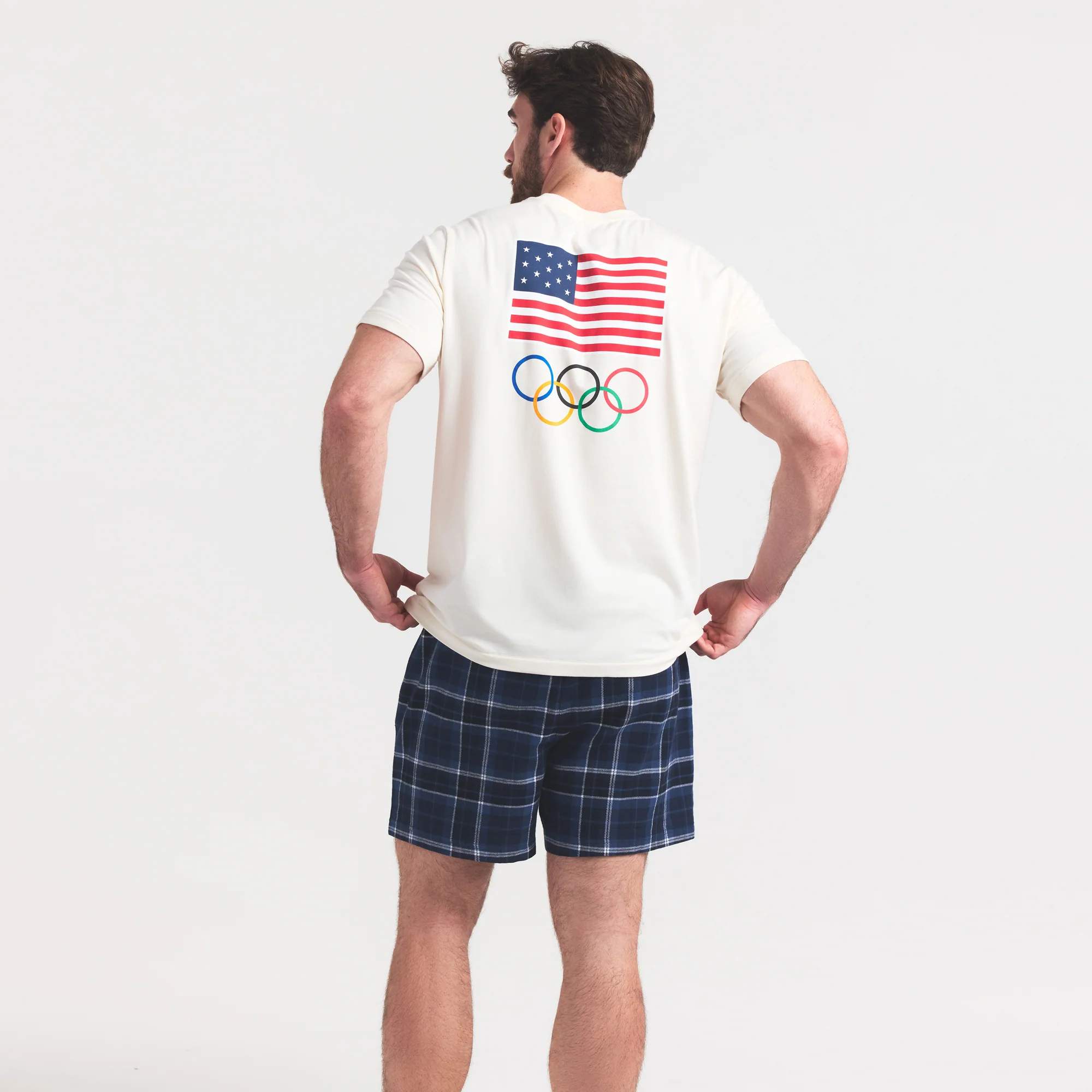 SKIMS FOR TEAM USA JERSEY SLEEP MENS OLYMPIC T-SHIRT | ECRU - Image 4