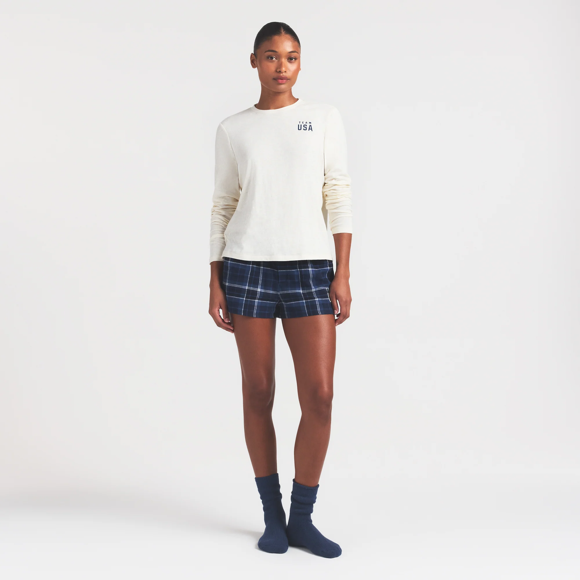 SKIMS FOR TEAM USA WORN IN JERSEY OLYMPIC LONG SLEEVE T-SHIRT | ECRU - Image 2