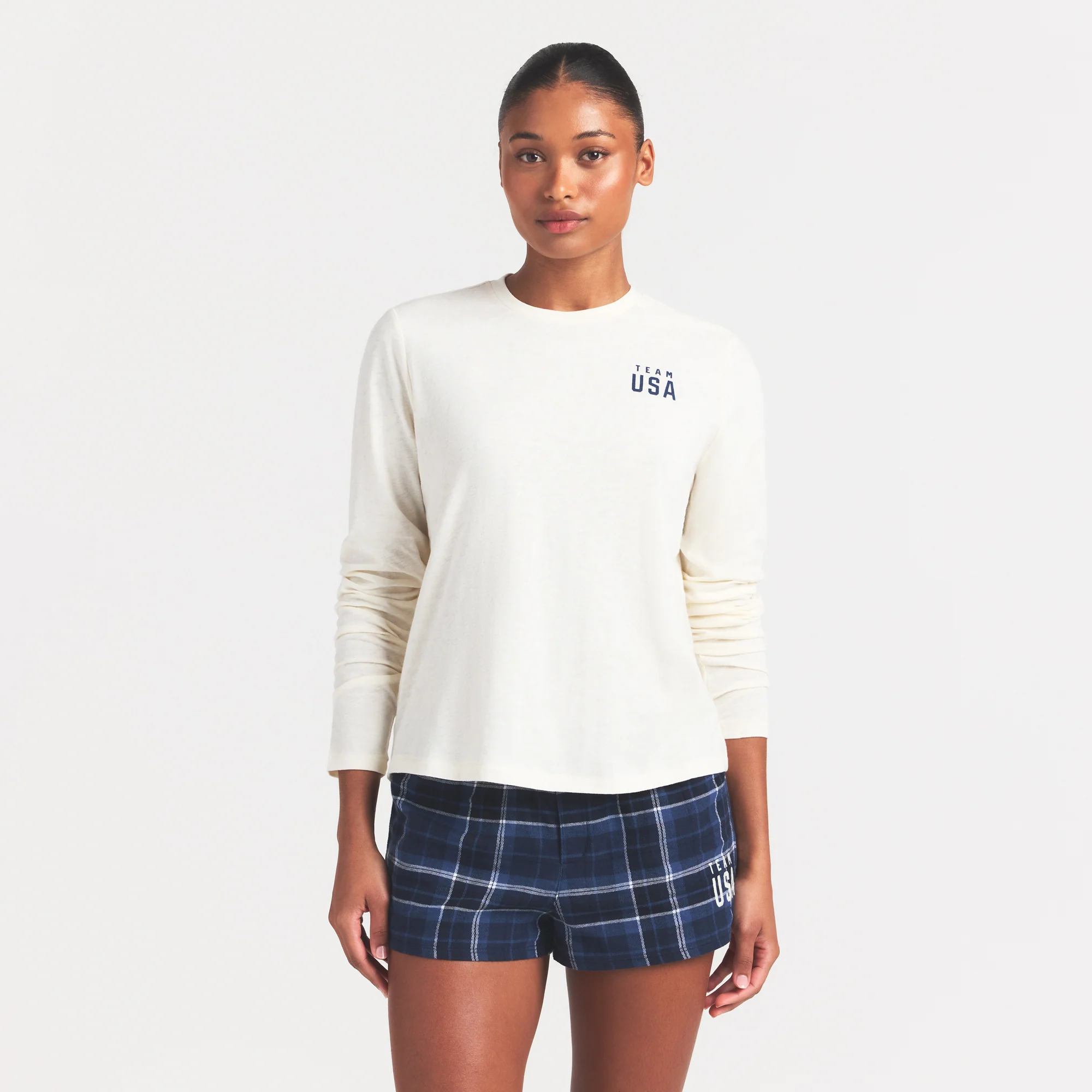 SKIMS FOR TEAM USA WORN IN JERSEY OLYMPIC LONG SLEEVE T-SHIRT | ECRU - Image 3