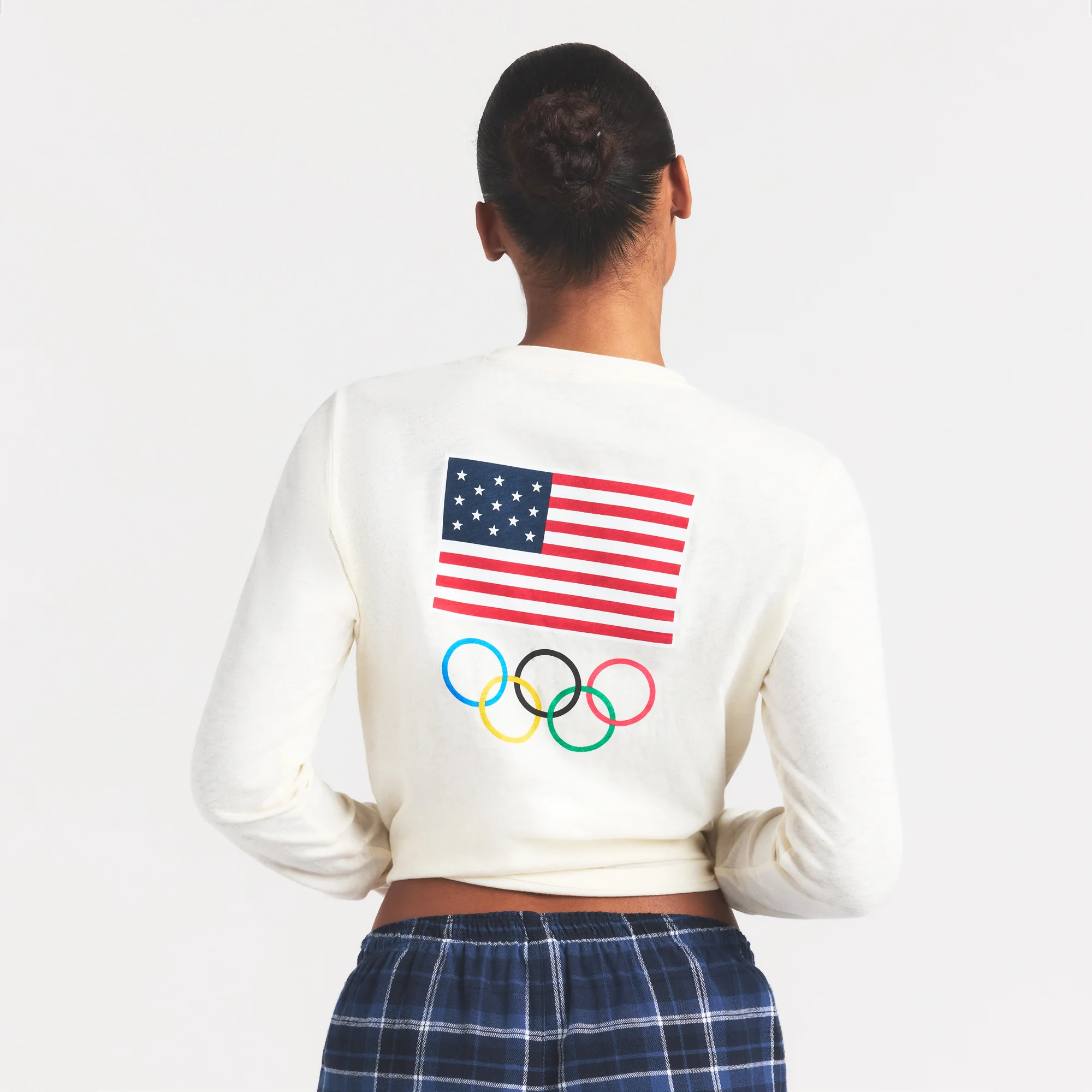 SKIMS FOR TEAM USA WORN IN JERSEY OLYMPIC LONG SLEEVE T-SHIRT | ECRU - Image 4