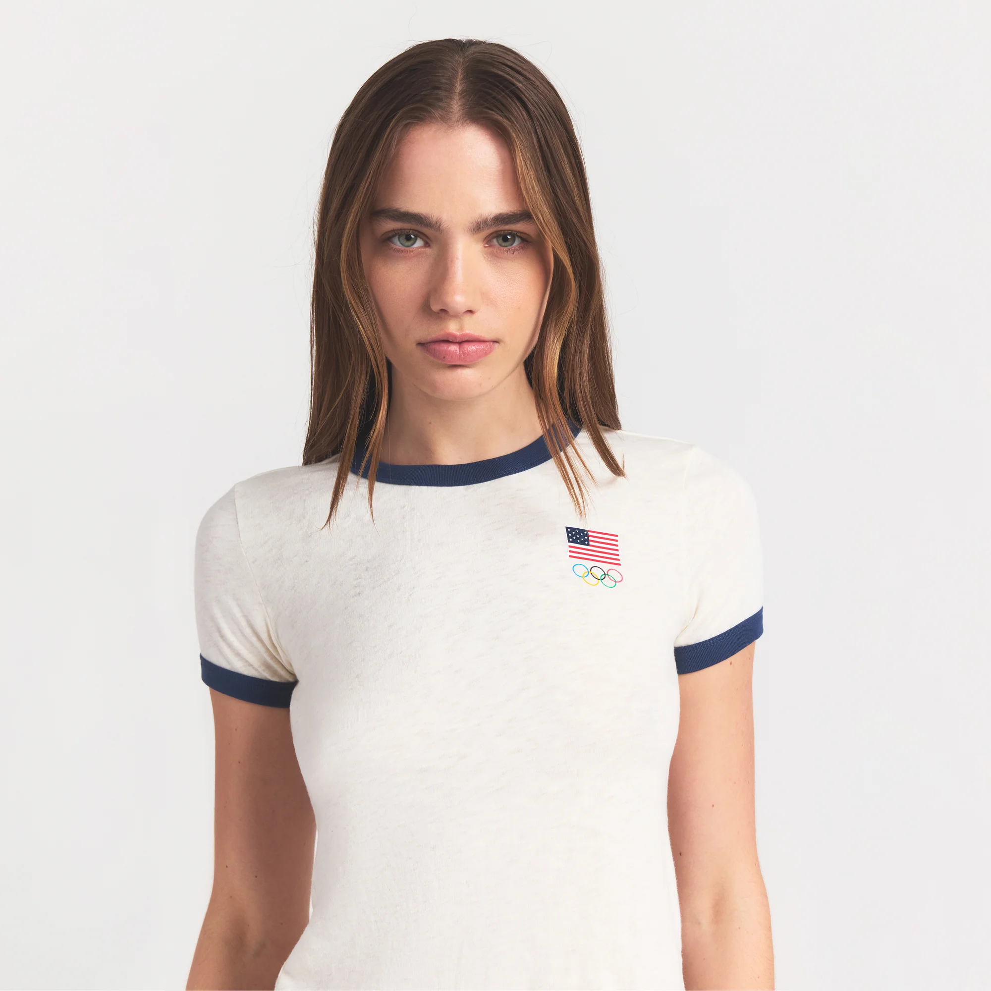 SKIMS FOR TEAM USA WORN IN JERSEY OLYMPIC SHRUNKEN T-SHIRT | ECRU - Image 4