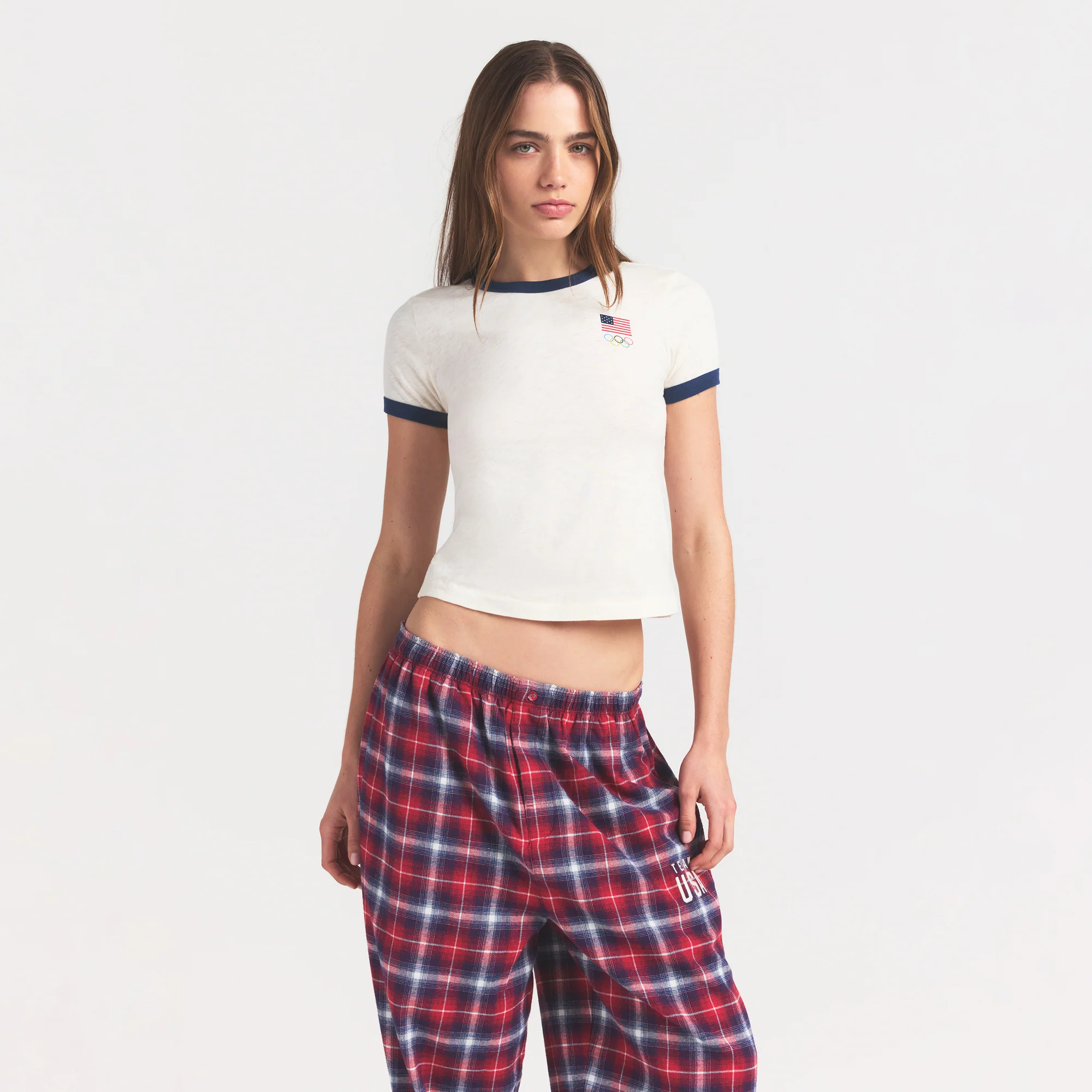 SKIMS FOR TEAM USA WORN IN JERSEY OLYMPIC SHRUNKEN T-SHIRT | ECRU - Image 5