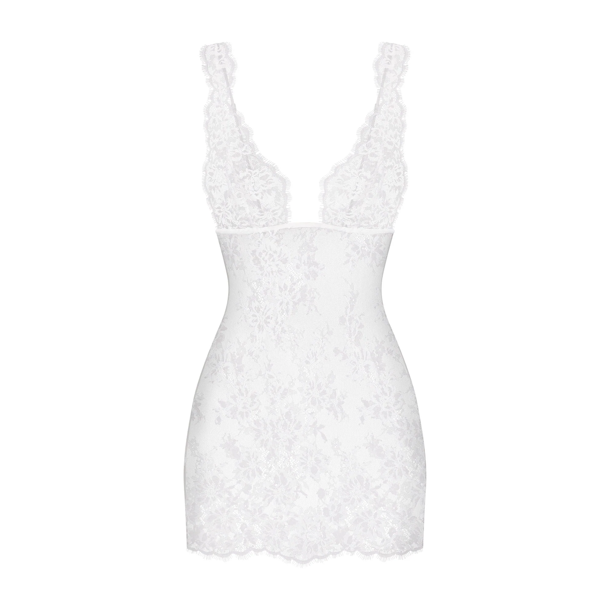 SKIMS LACE MINI SLIP DRESS | SNOW