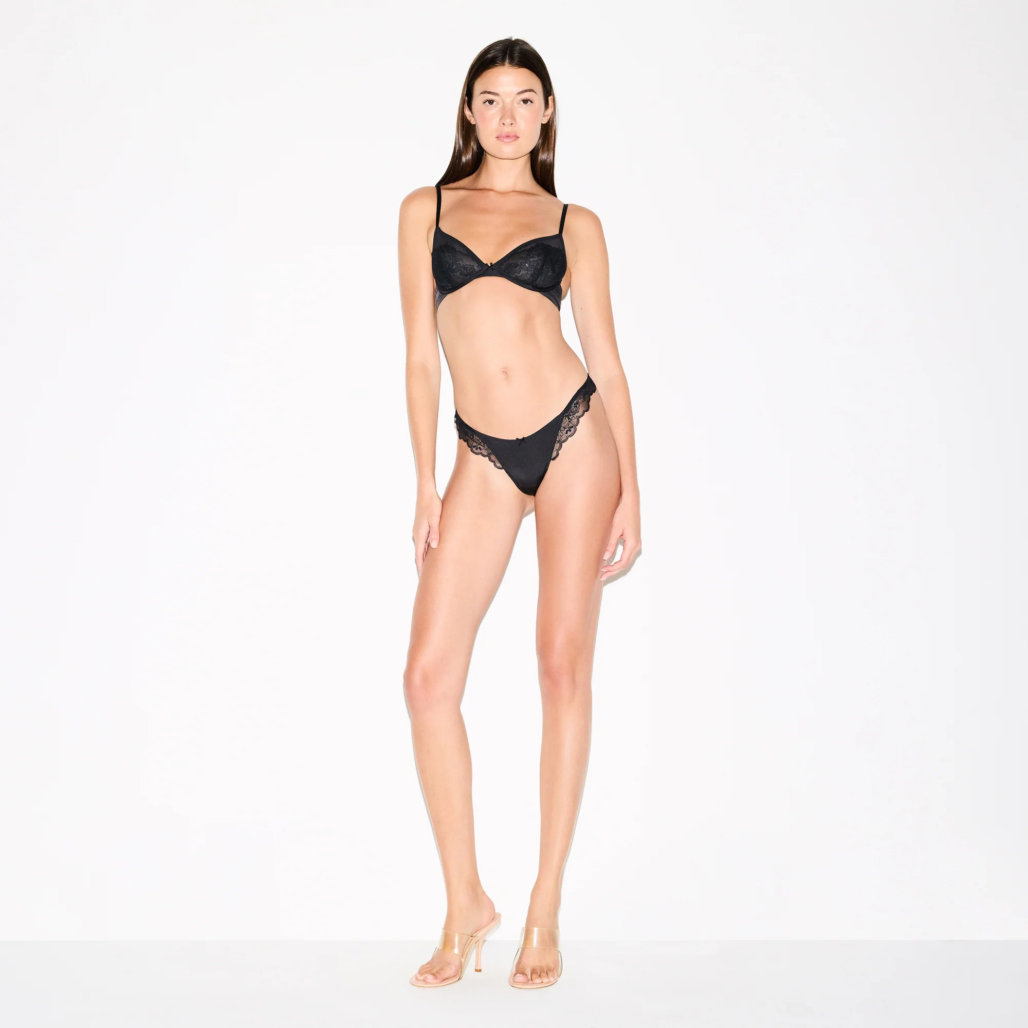 SKIMS LACE UNLINED DEMI BRA | ONYX - Image 2