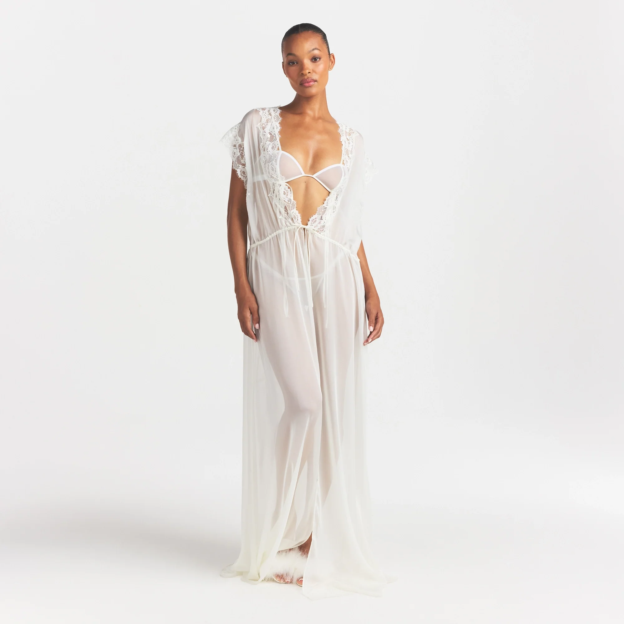 SKIMS ROMANCE LONG ROBE | IVORY - Image 2