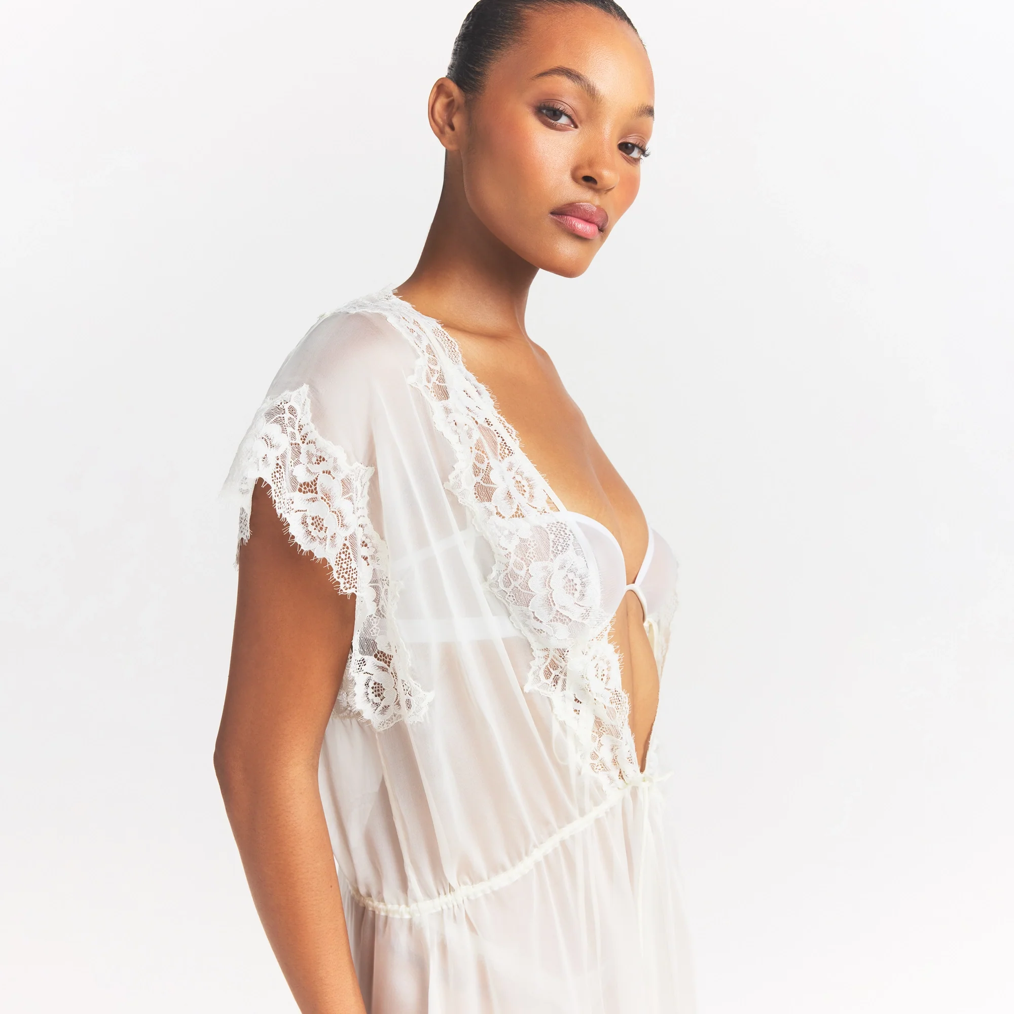 SKIMS ROMANCE LONG ROBE | IVORY - Image 3