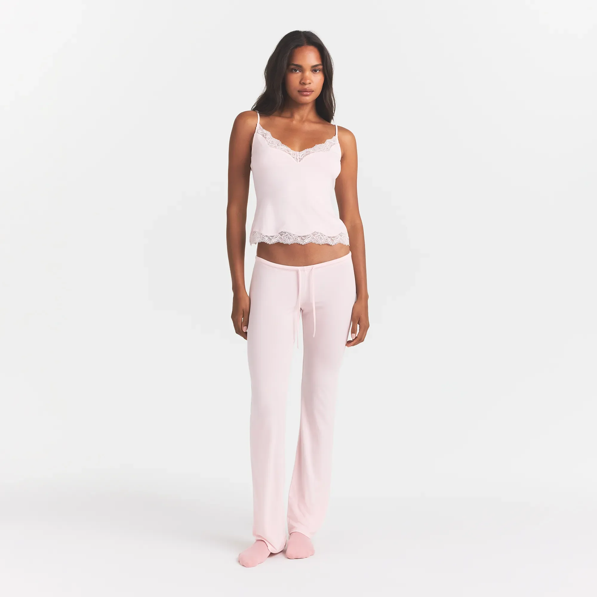 SKIMS SLEEP LACE CAMI AND PANT SET | BARELY PINK - Image 2