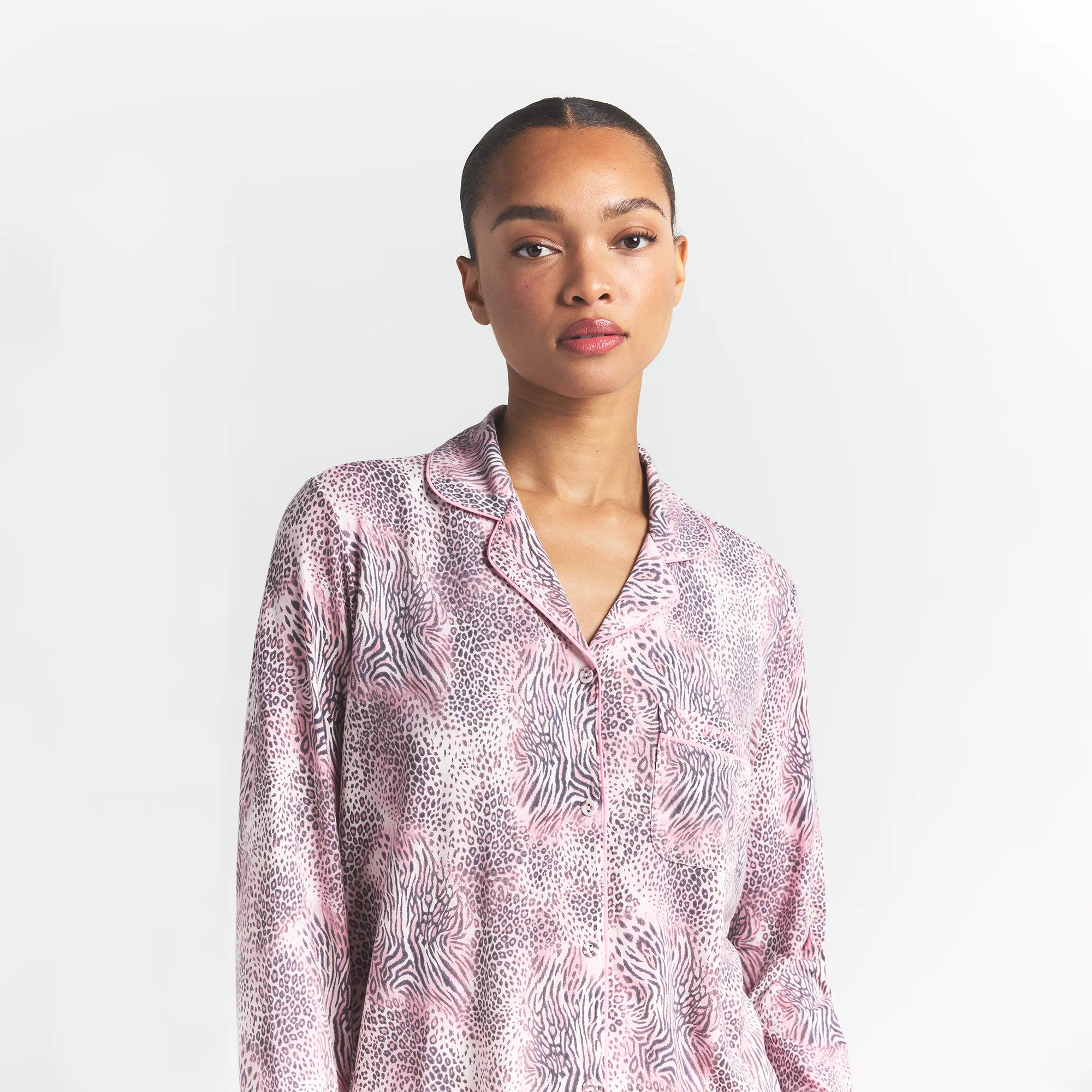SKIMS SLEEP LONG SLEEVE BUTTON UP SET | BLOOM MINI MULTI ANIMAL - Image 3