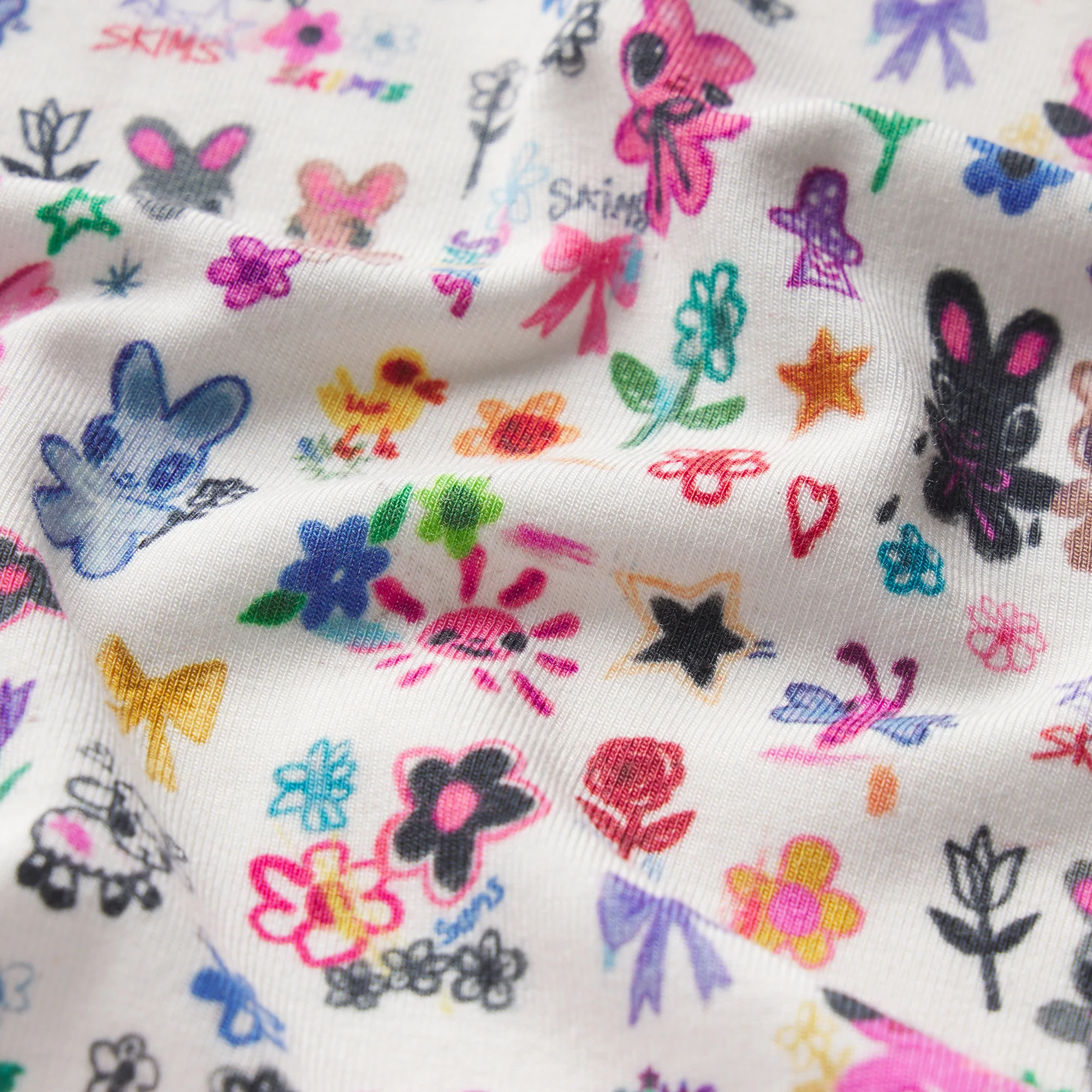 SKIMS SLEEP LONG SLEEVE BUTTON UP SET | MARBLE COOL BUNNY - Image 8