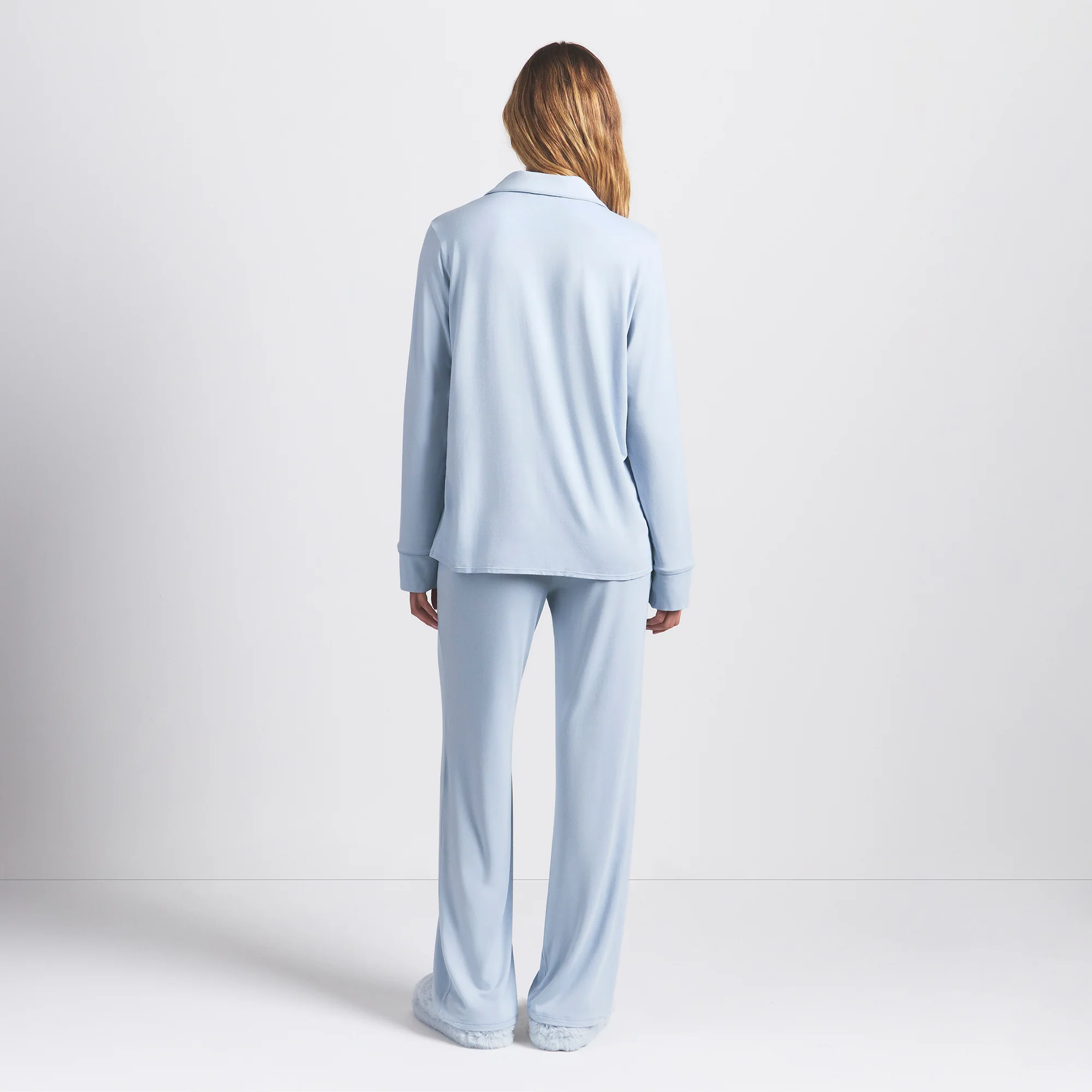 SKIMS SLEEP LONG SLEEVE BUTTON UP SET | ZEN BLUE - Image 6