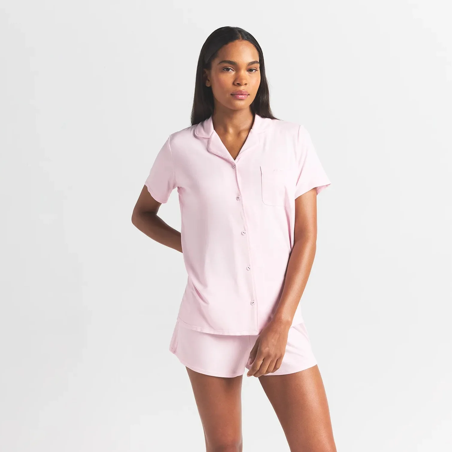 SKIMS SLEEP SHORT SLEEVE BUTTON UP SET | BLOOM - Image 3