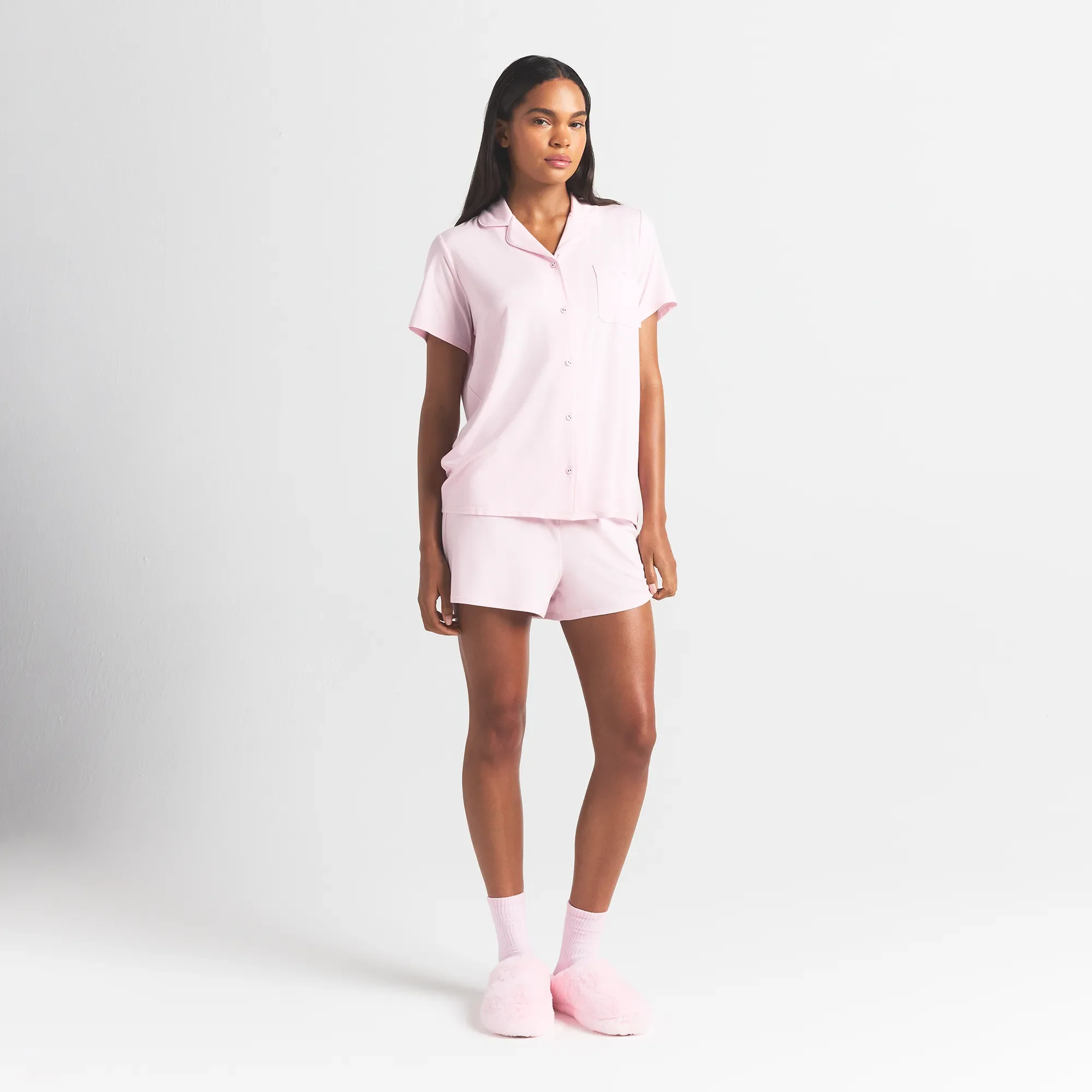 SKIMS SLEEP SHORT SLEEVE BUTTON UP SET | BLOOM - Image 5