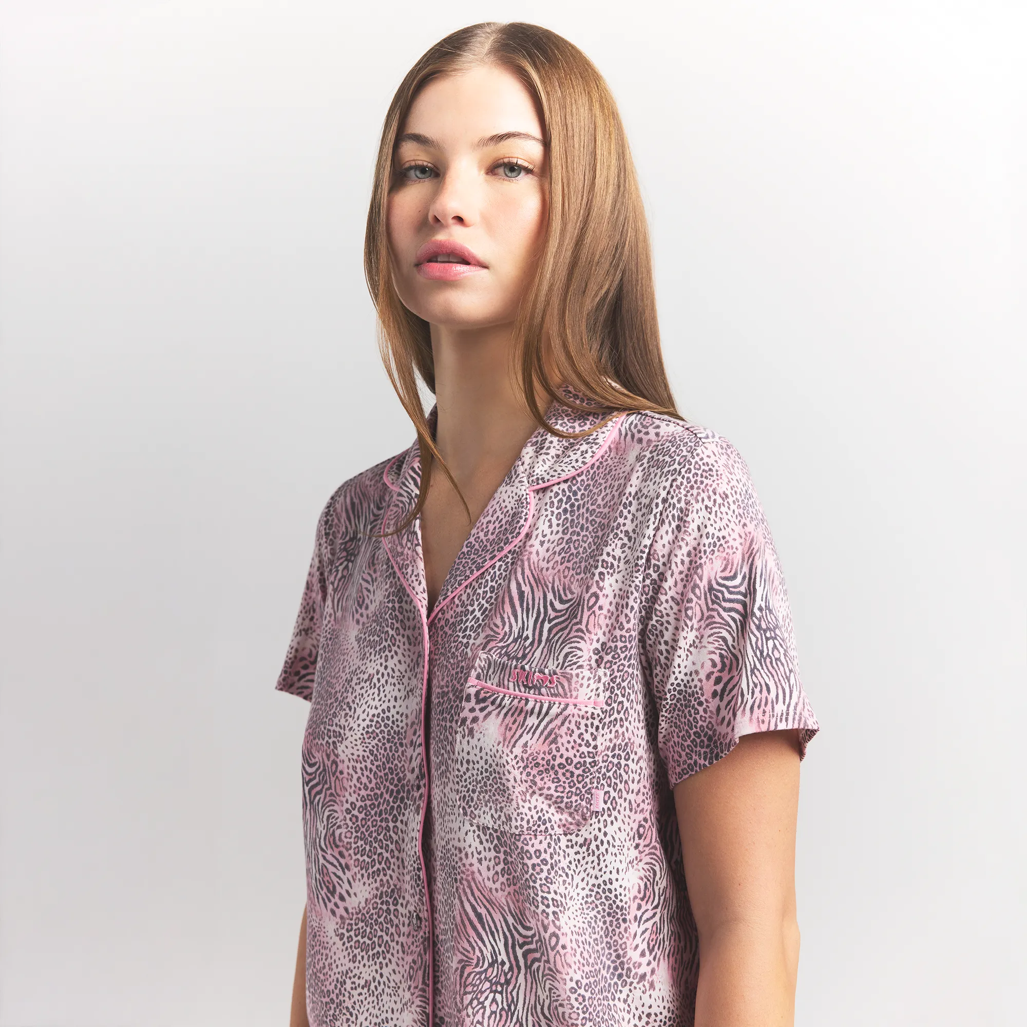 SKIMS SLEEP SHORT SLEEVE BUTTON UP SET | BLOOM MINI MULTI ANIMAL - Image 3