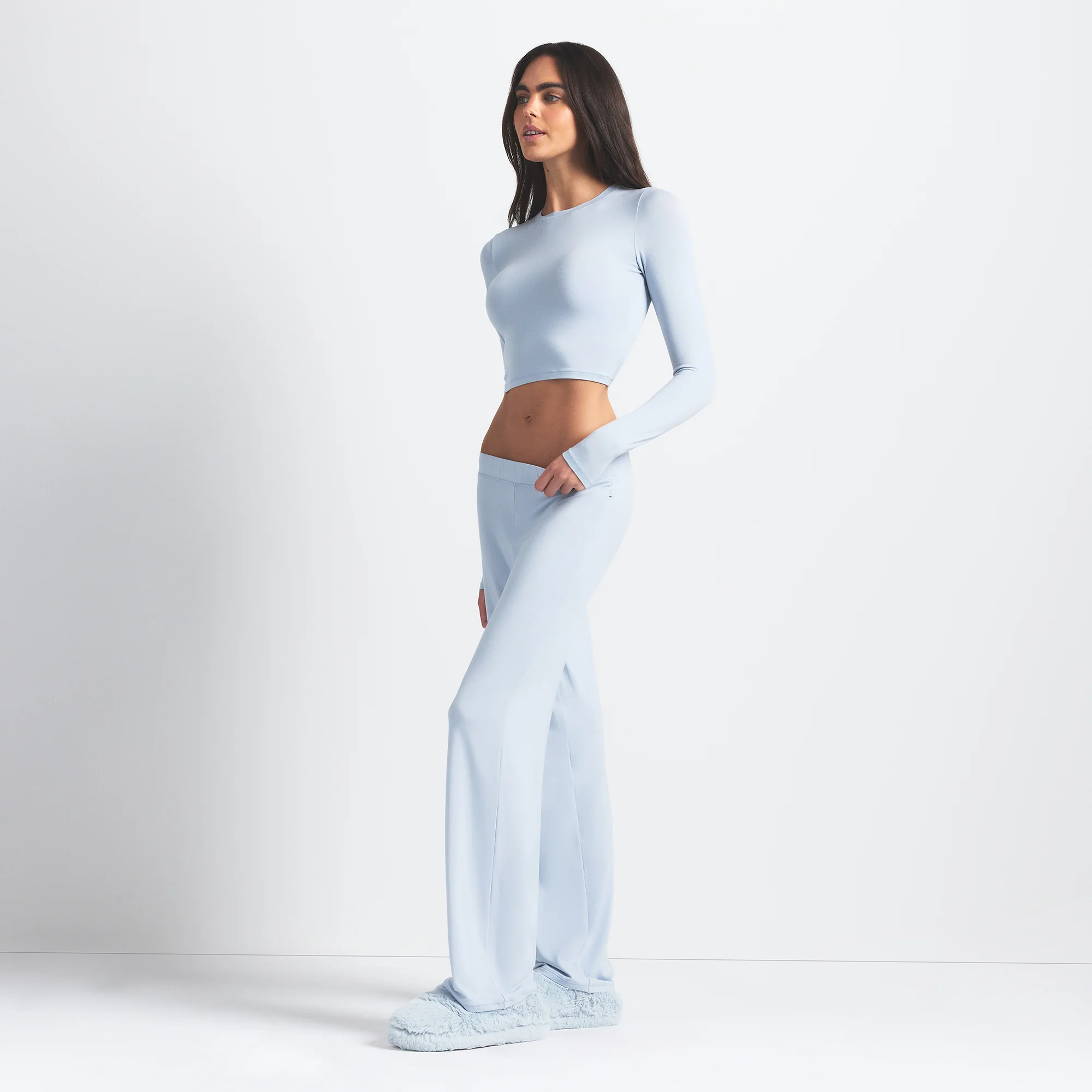 SKIMS SLEEP SUPER CROPPED LONG SLEEVE | ZEN BLUE - Image 3
