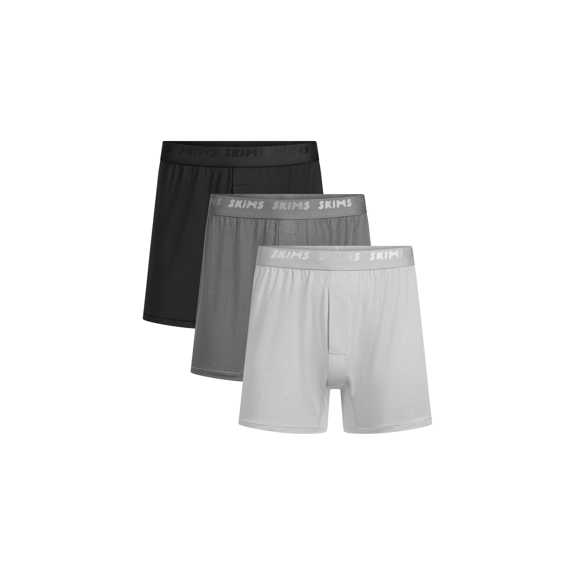SKIMS STRETCH MENS KNIT BOXER 3-PACK | GUNMETAL MULTI