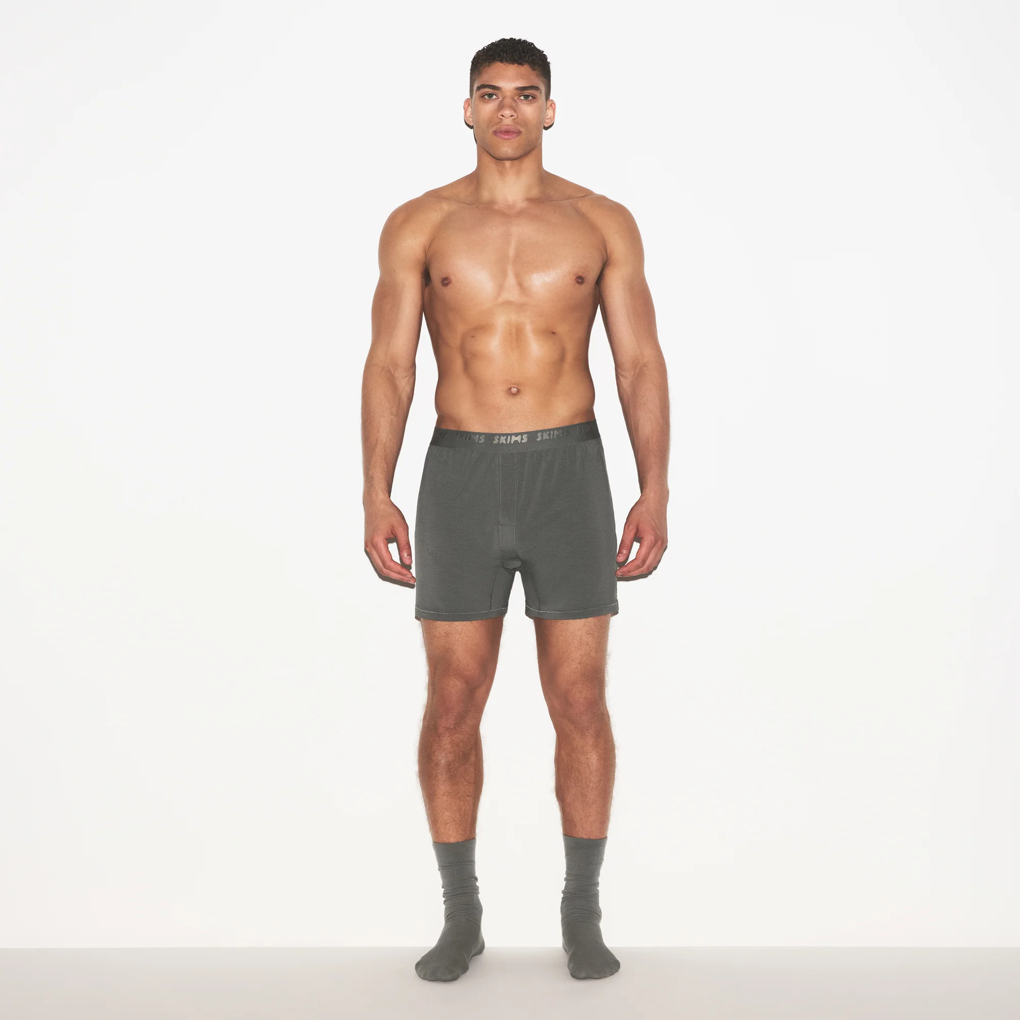 SKIMS STRETCH MENS KNIT BOXER 3-PACK | GUNMETAL MULTI - Image 4